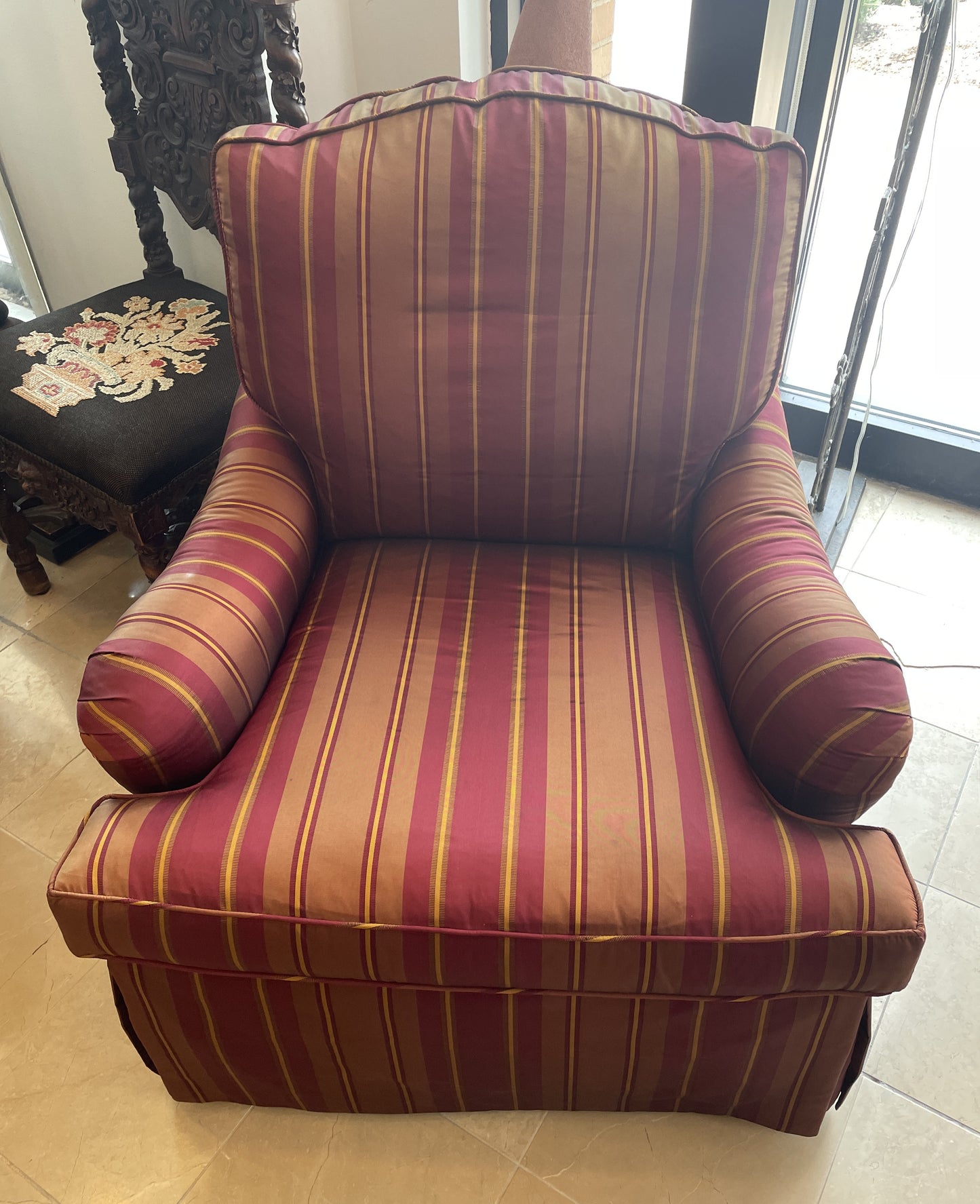 Baker Arm Chair, striped (Two available 0OF002, 0OF003)