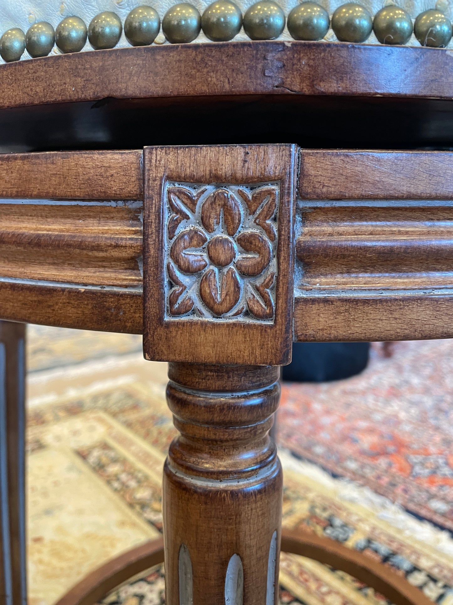 Ostrich Leather Swivel Counter Height Stool, As Is (Four available) (0G0014)