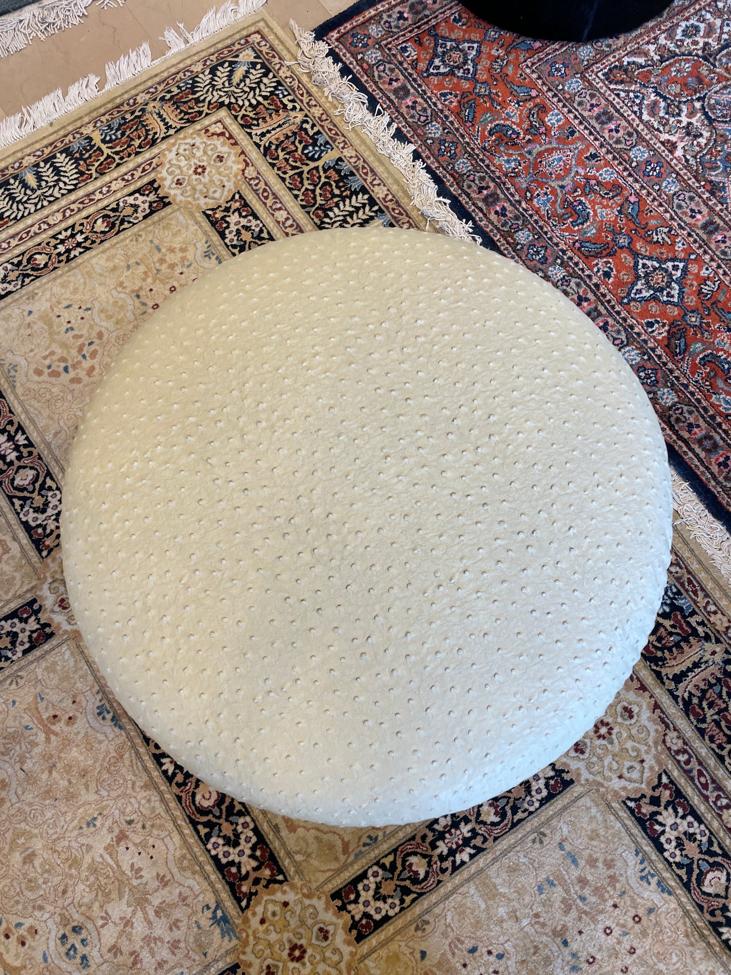 Ostrich Leather Swivel Counter Height Stool, As Is (Four available) (0G0014)