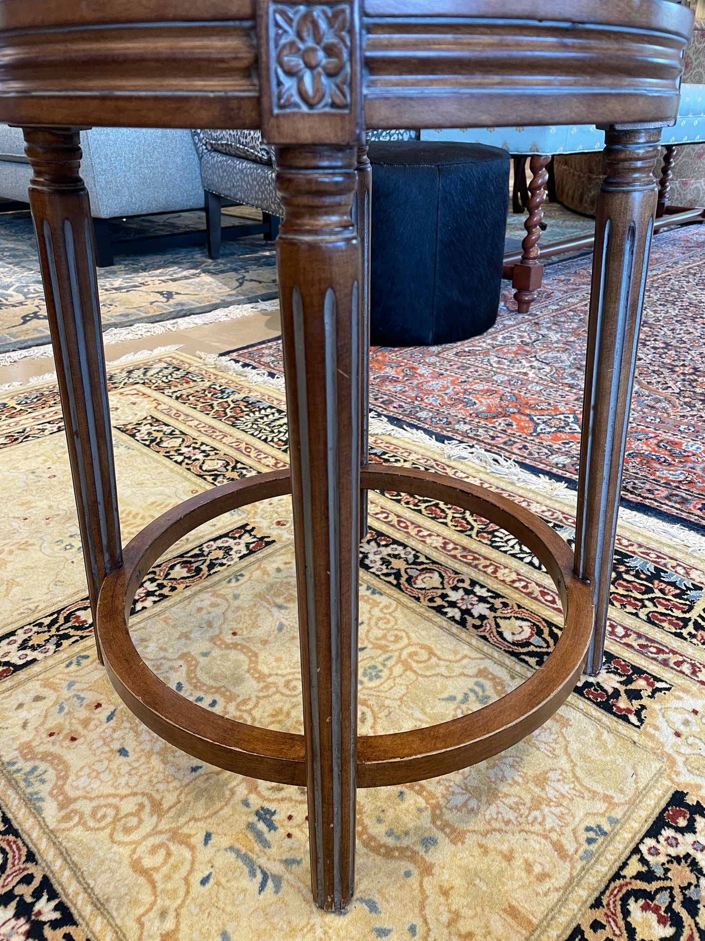 Ostrich Leather Swivel Counter Height Stool, As Is (Four available) (0G0014)