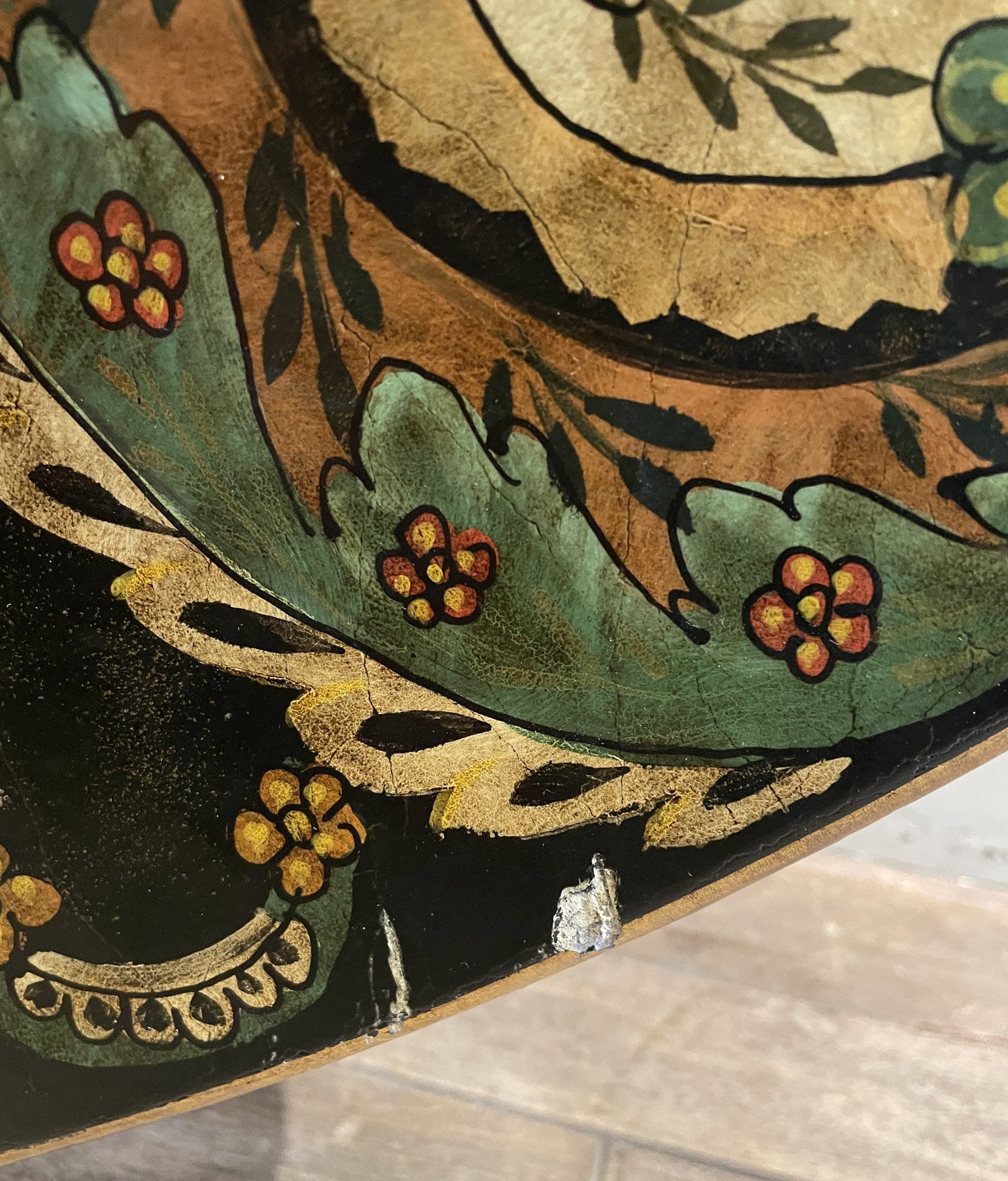 Round Painted Chinoiserie Style Mirror AS IS (0AS00C)