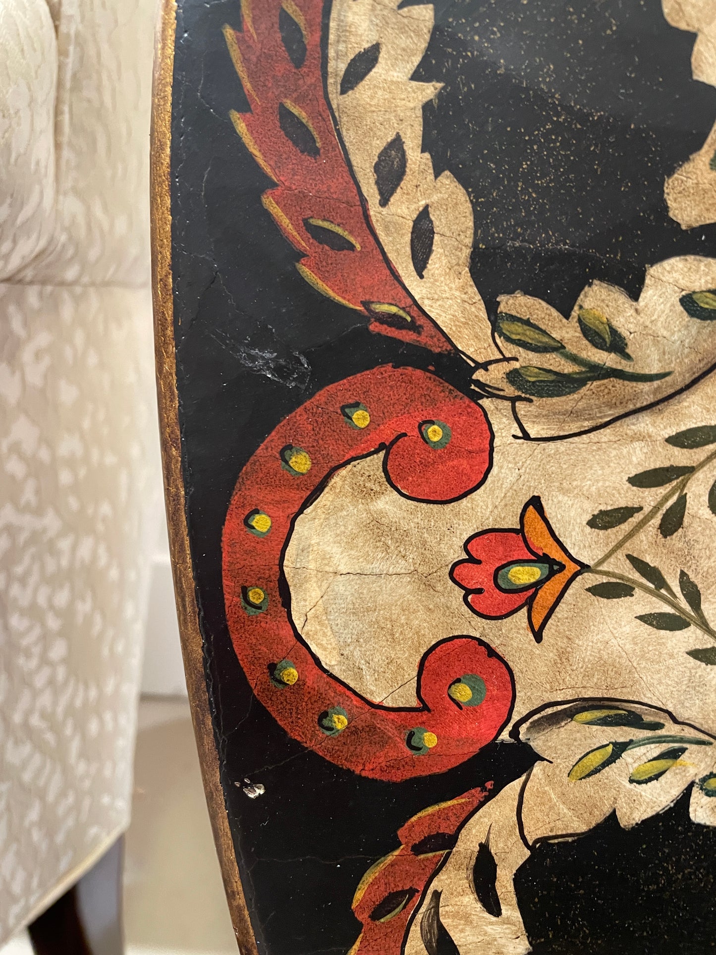 Round Painted Chinoiserie Style Mirror AS IS (0AS00C)