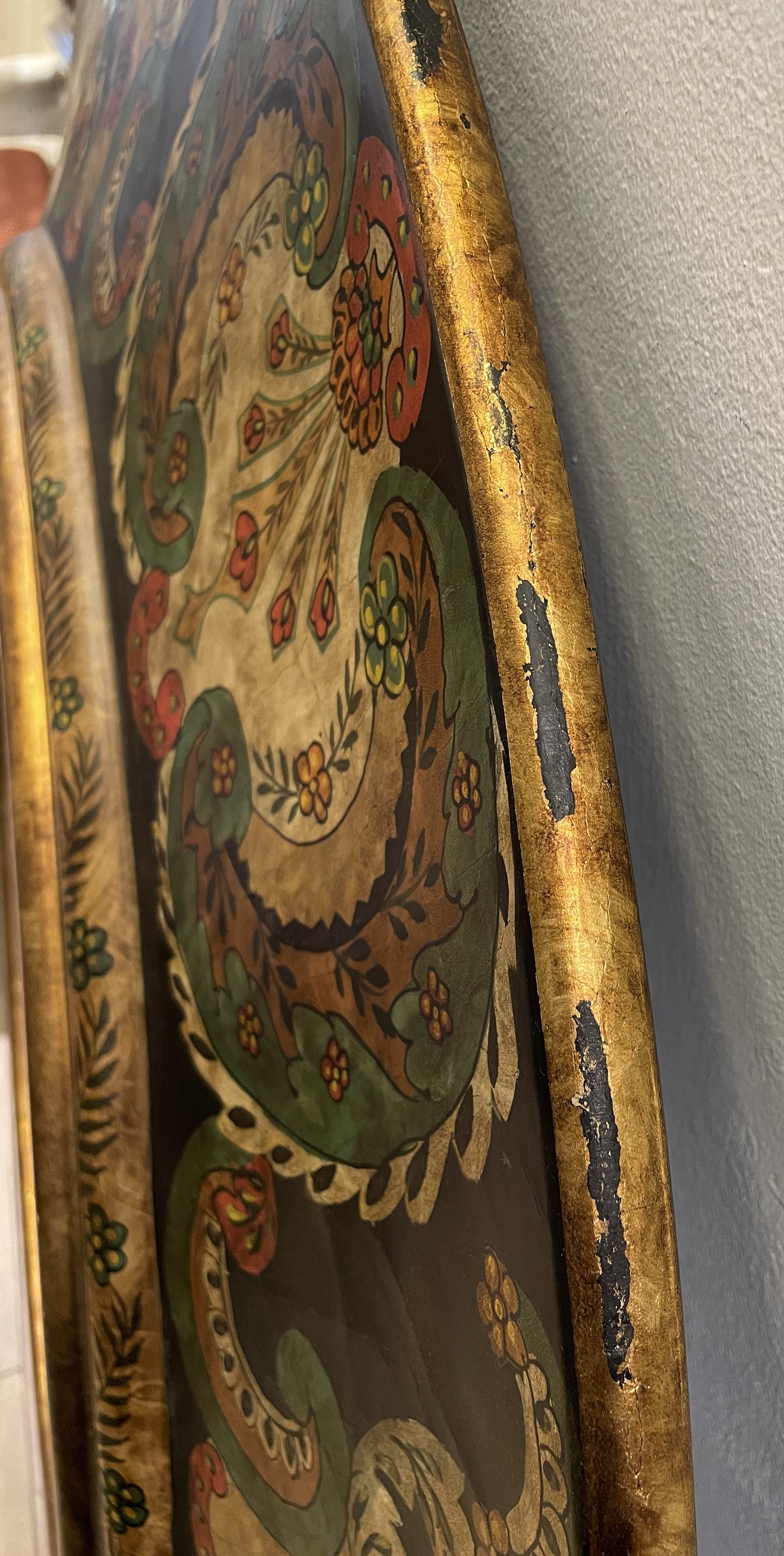 Round Painted Chinoiserie Style Mirror AS IS (0AS00C)
