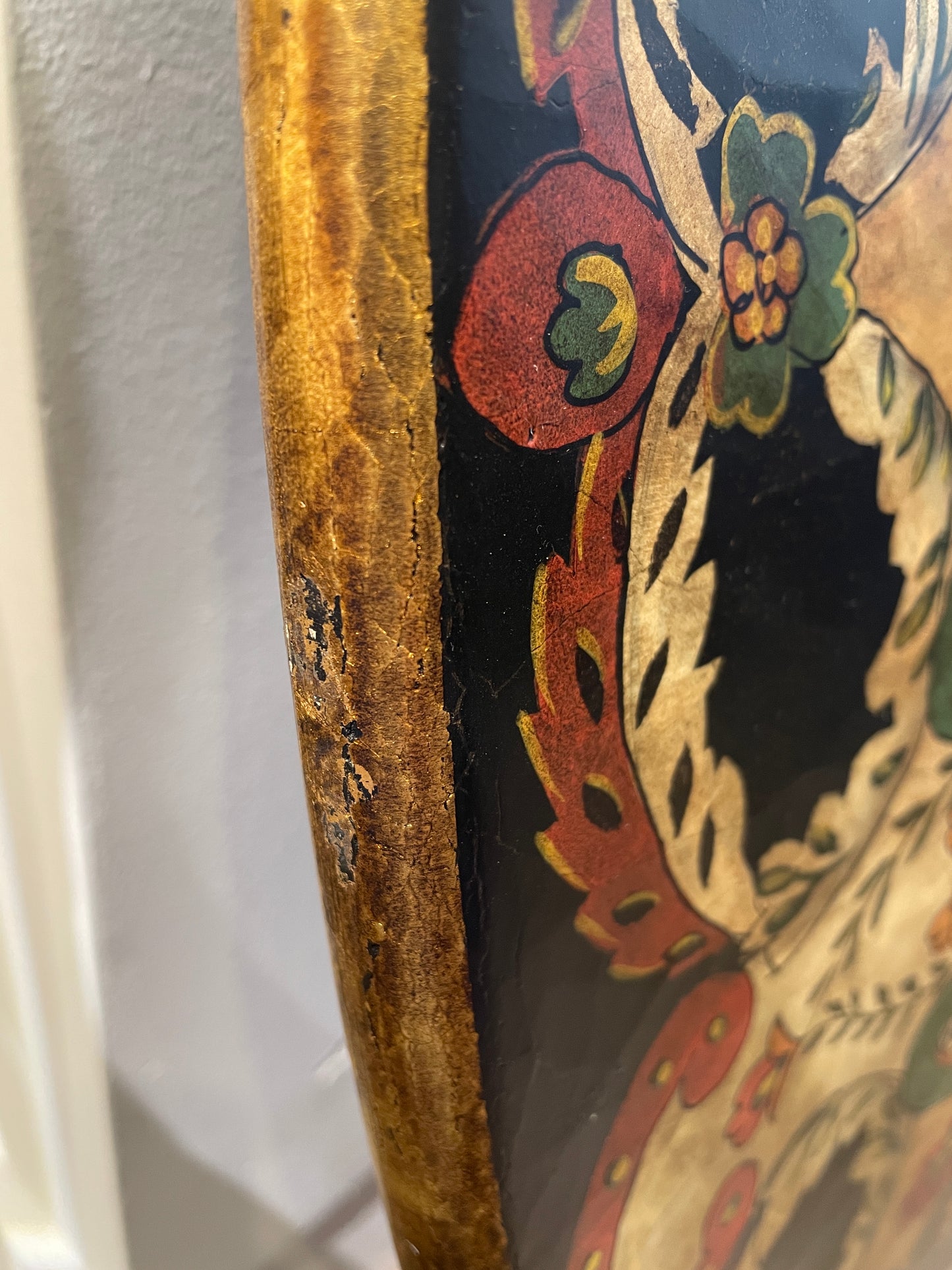 Round Painted Chinoiserie Style Mirror AS IS (0AS00C)