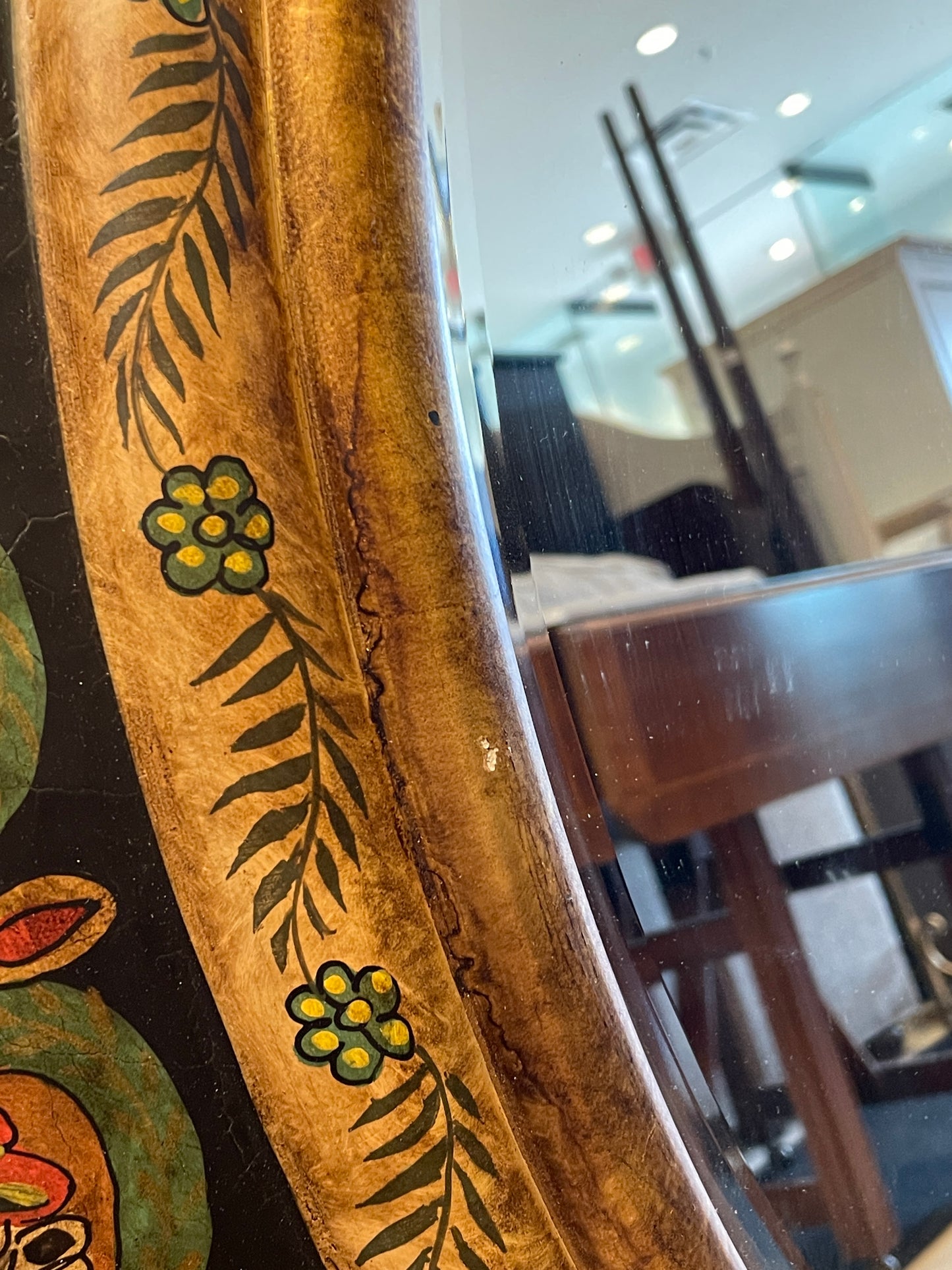 Round Painted Chinoiserie Style Mirror AS IS (0AS00C)