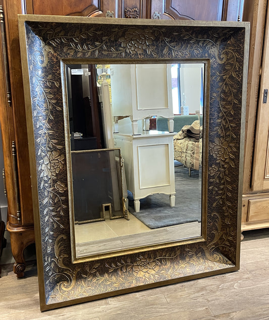 Large Beveled Mirror with Gilt Floral Design (0AS00B)