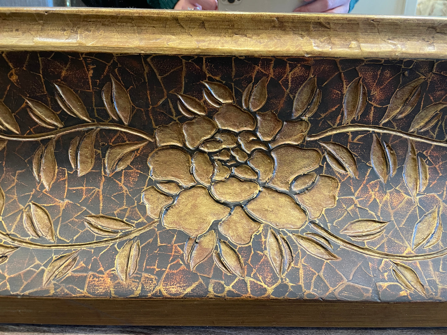 Large Beveled Mirror with Gilt Floral Design (0AS00B)