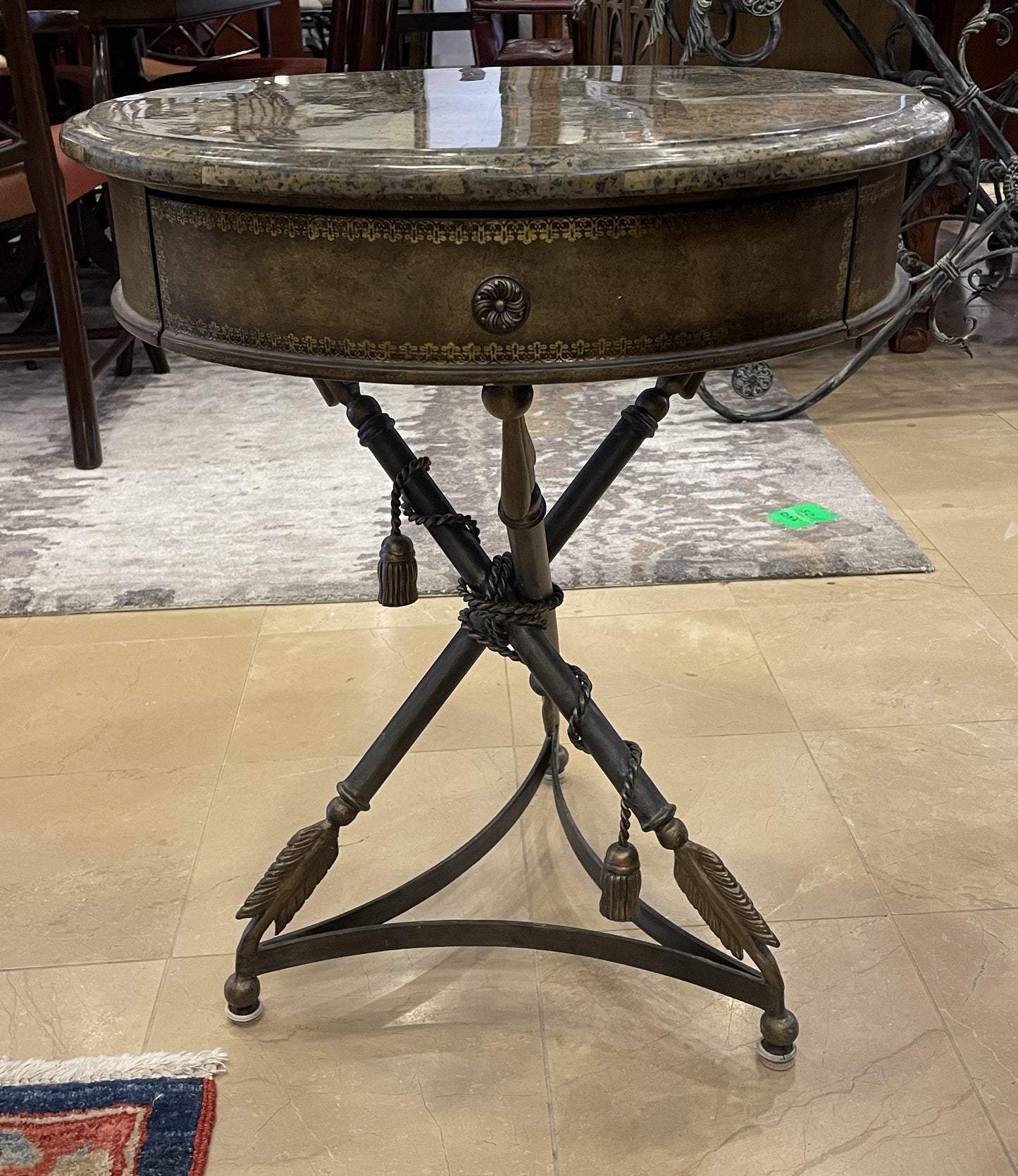 Outlook Faux Stone Round end table, AS IS (0GW00A)
