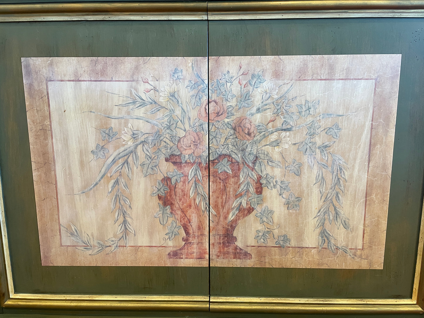 Faux Finished Buffet with Floral Design, as is (0GW008)