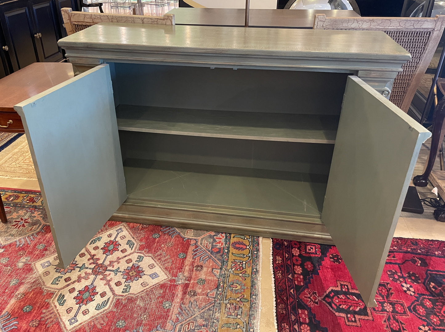 Faux Finished Buffet with Floral Design, as is (0GW008)
