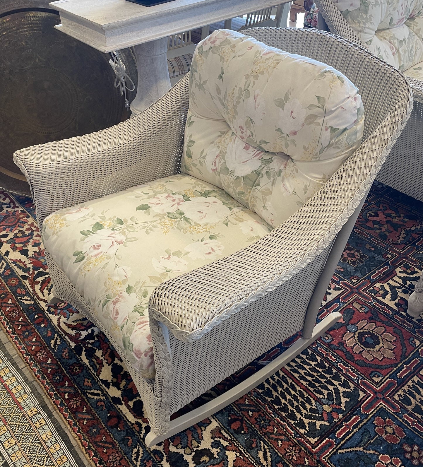 Lloyd Flanders "Lloyd Loom" Wicker Three Season Rocker, Floral (0OF008)