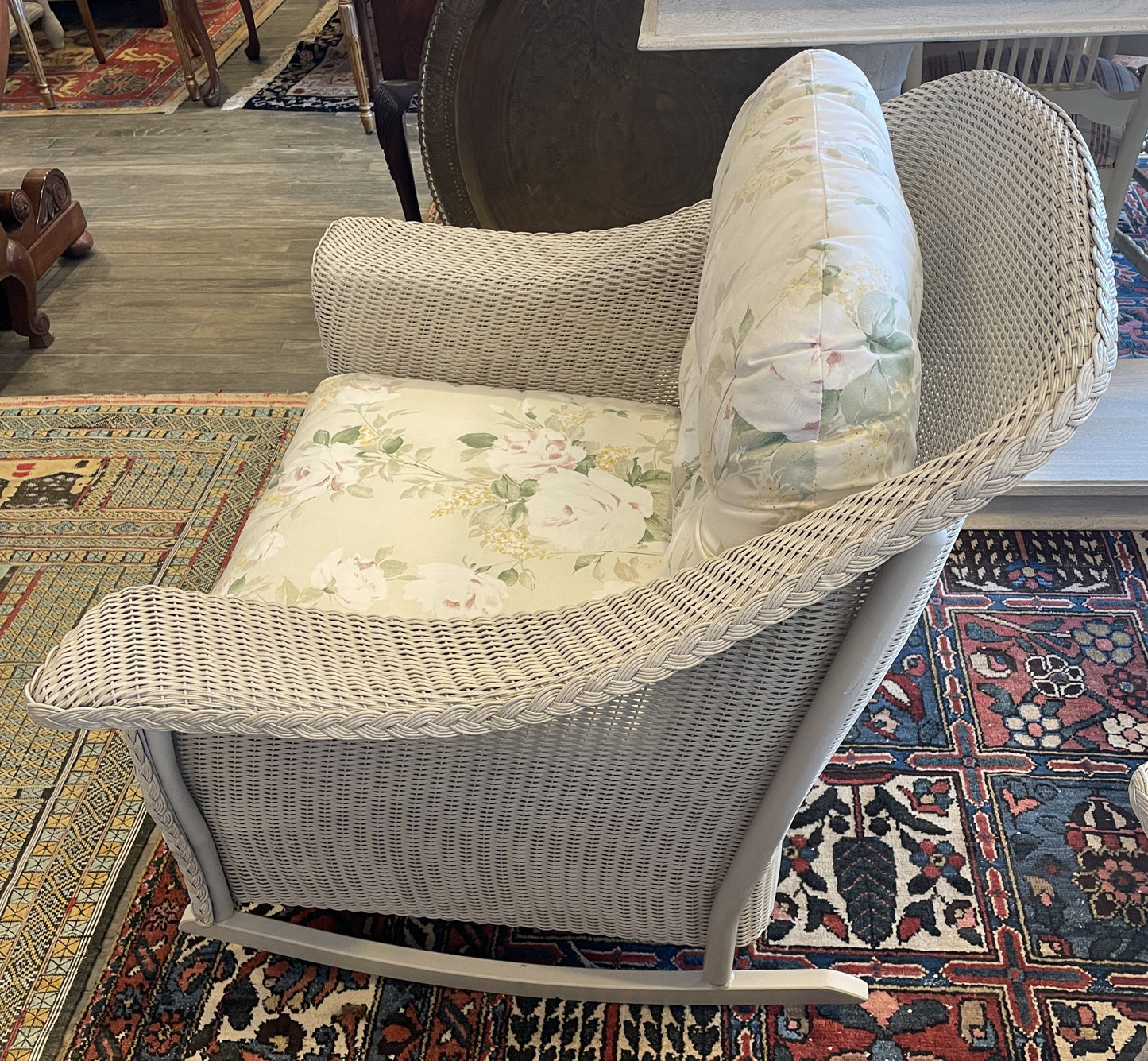 Lloyd Flanders "Lloyd Loom" Wicker Three Season Rocker, Floral (0OF008)