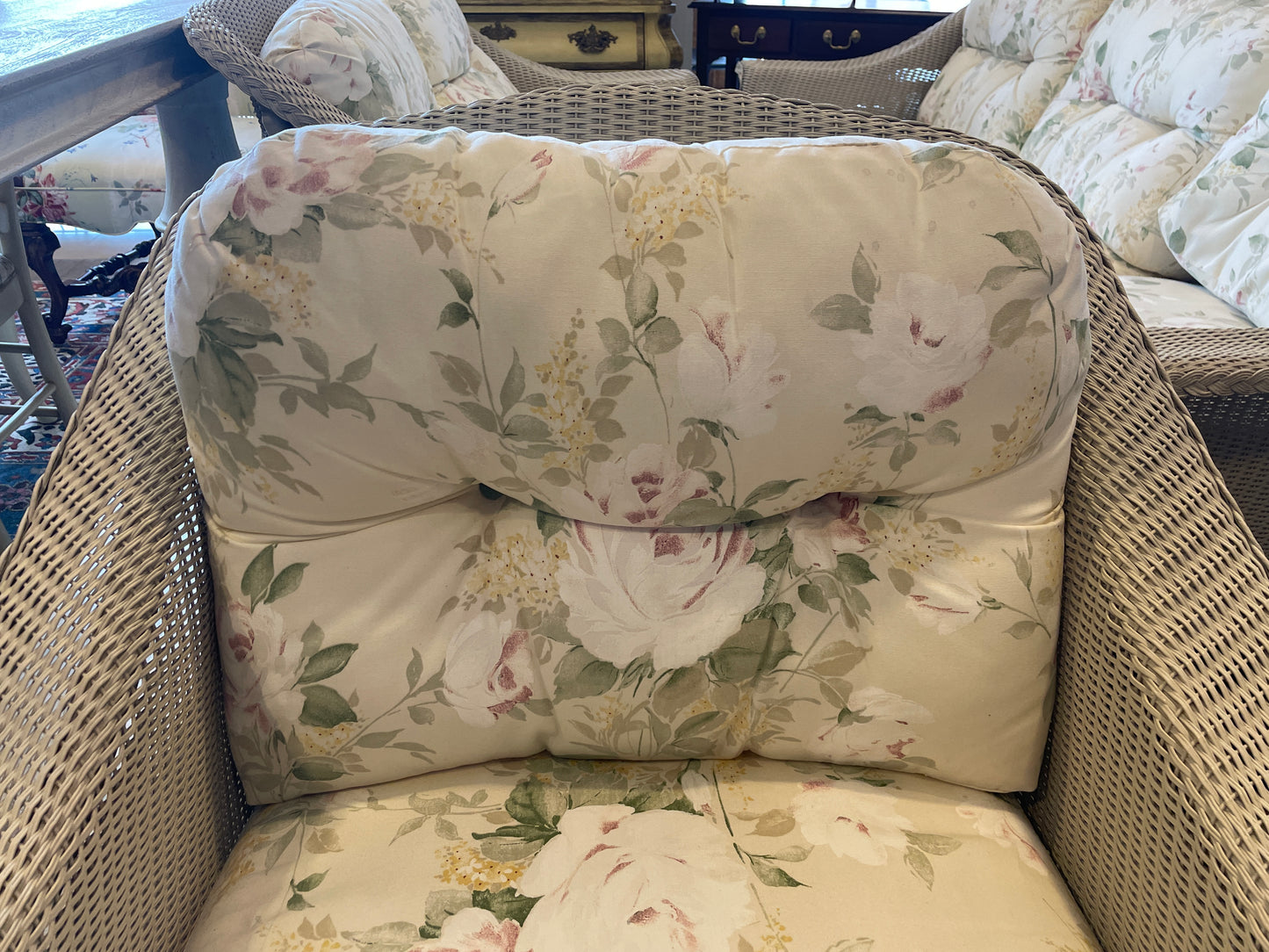 Lloyd Flanders "Lloyd Loom" Wicker Three Season Rocker, Floral (0OF008)