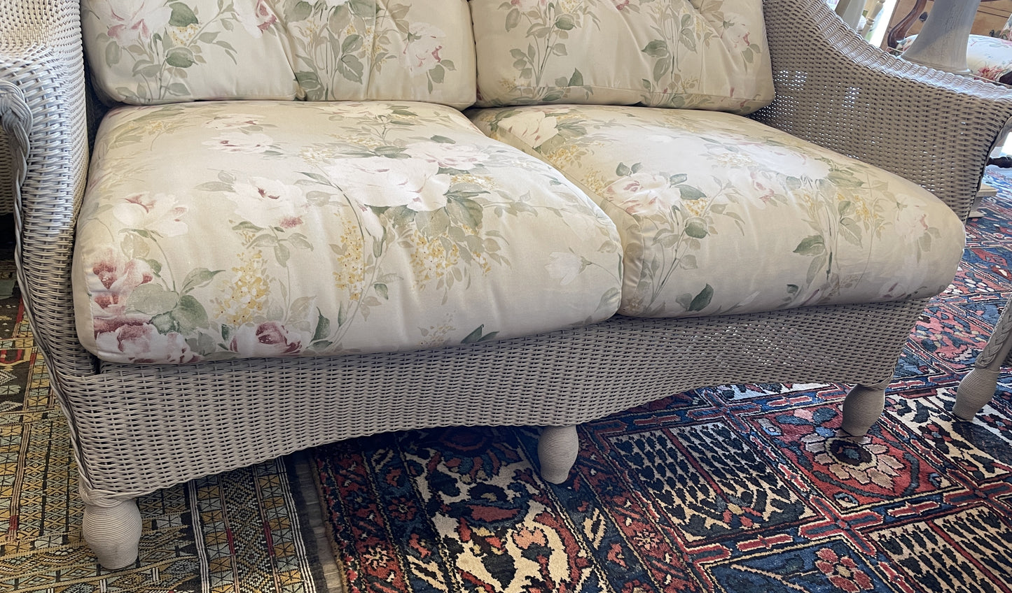 Lloyd Flanders "Lloyd Loom"  Wicker Three Season Loveseat, Floral (0OF005)