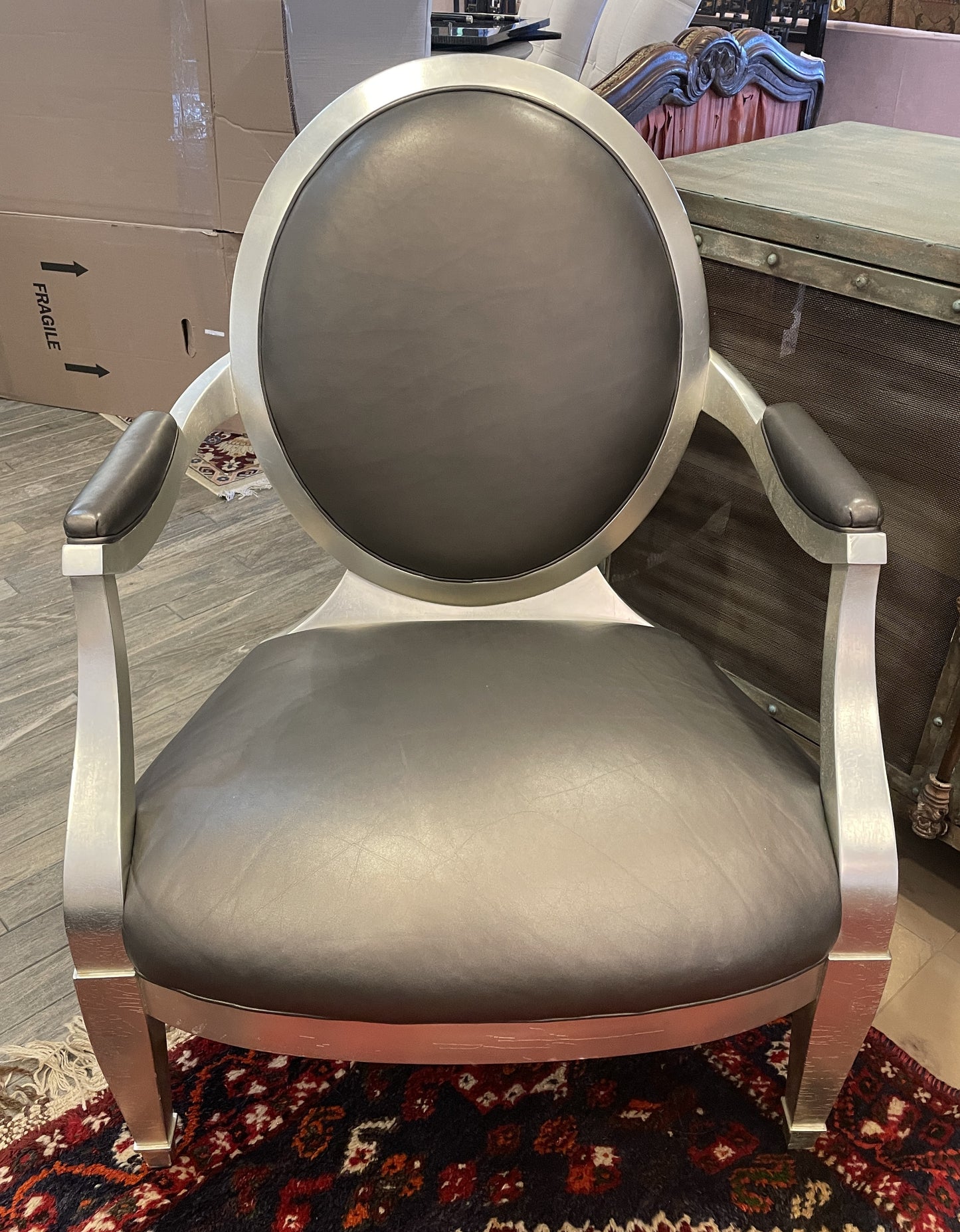 John Hutton for Donghia Oval Back Arm Chair (Two available 0KP009 and 0KP00A)