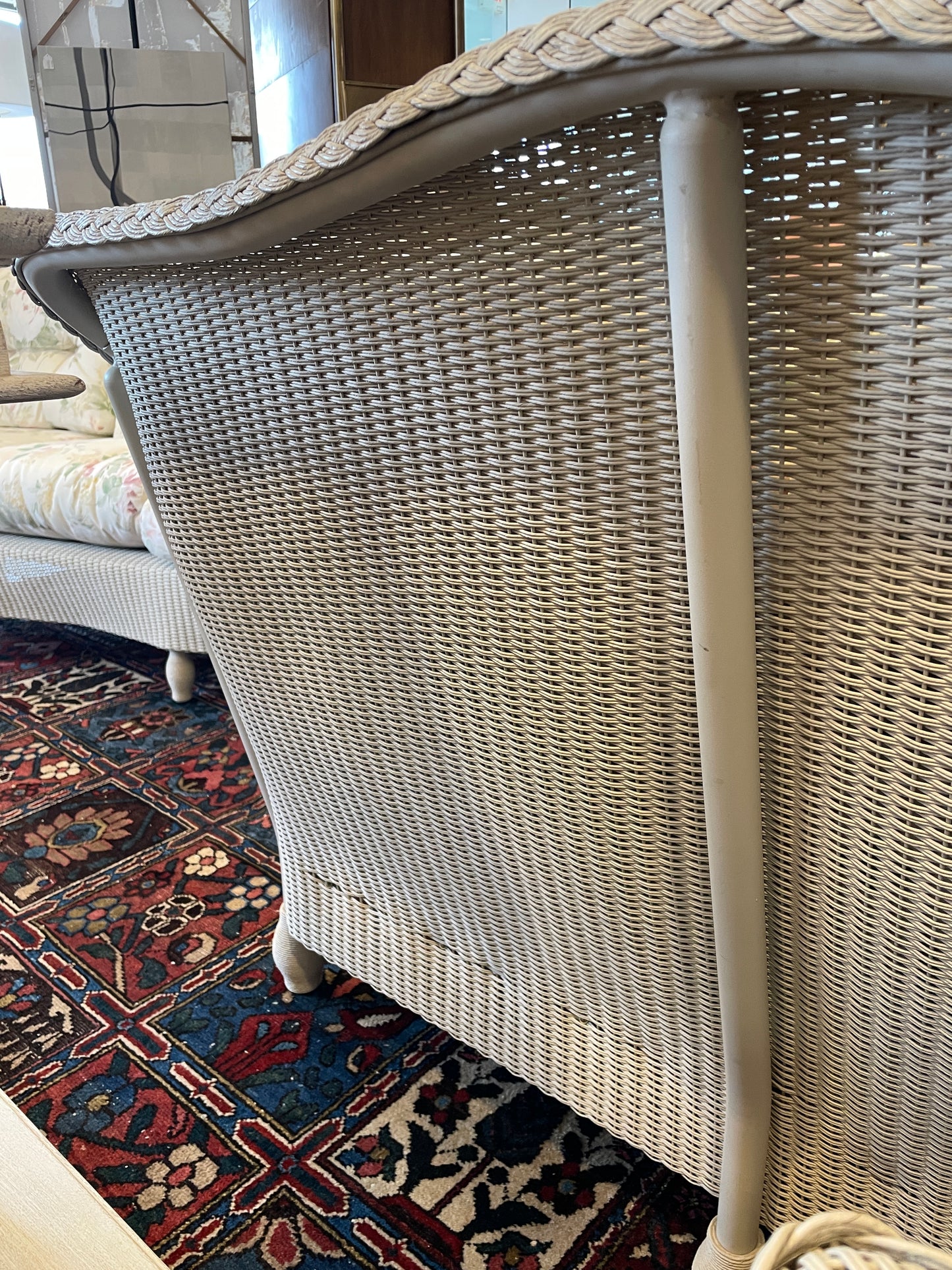 Lloyd Flanders "Lloyd Loom"  Wicker Three Season Loveseat, Floral (0OF005)
