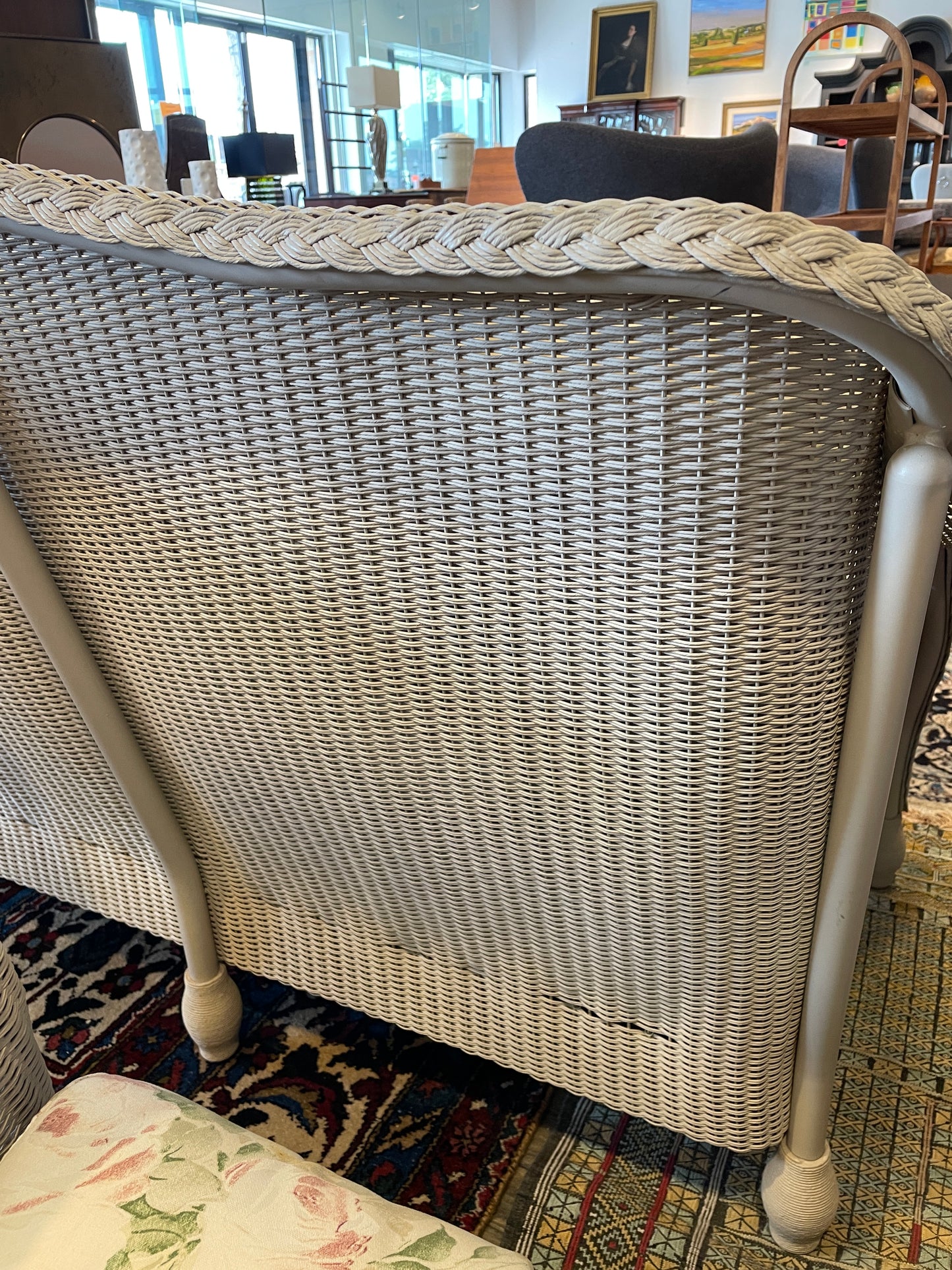 Lloyd Flanders "Lloyd Loom"  Wicker Three Season Loveseat, Floral (0OF005)