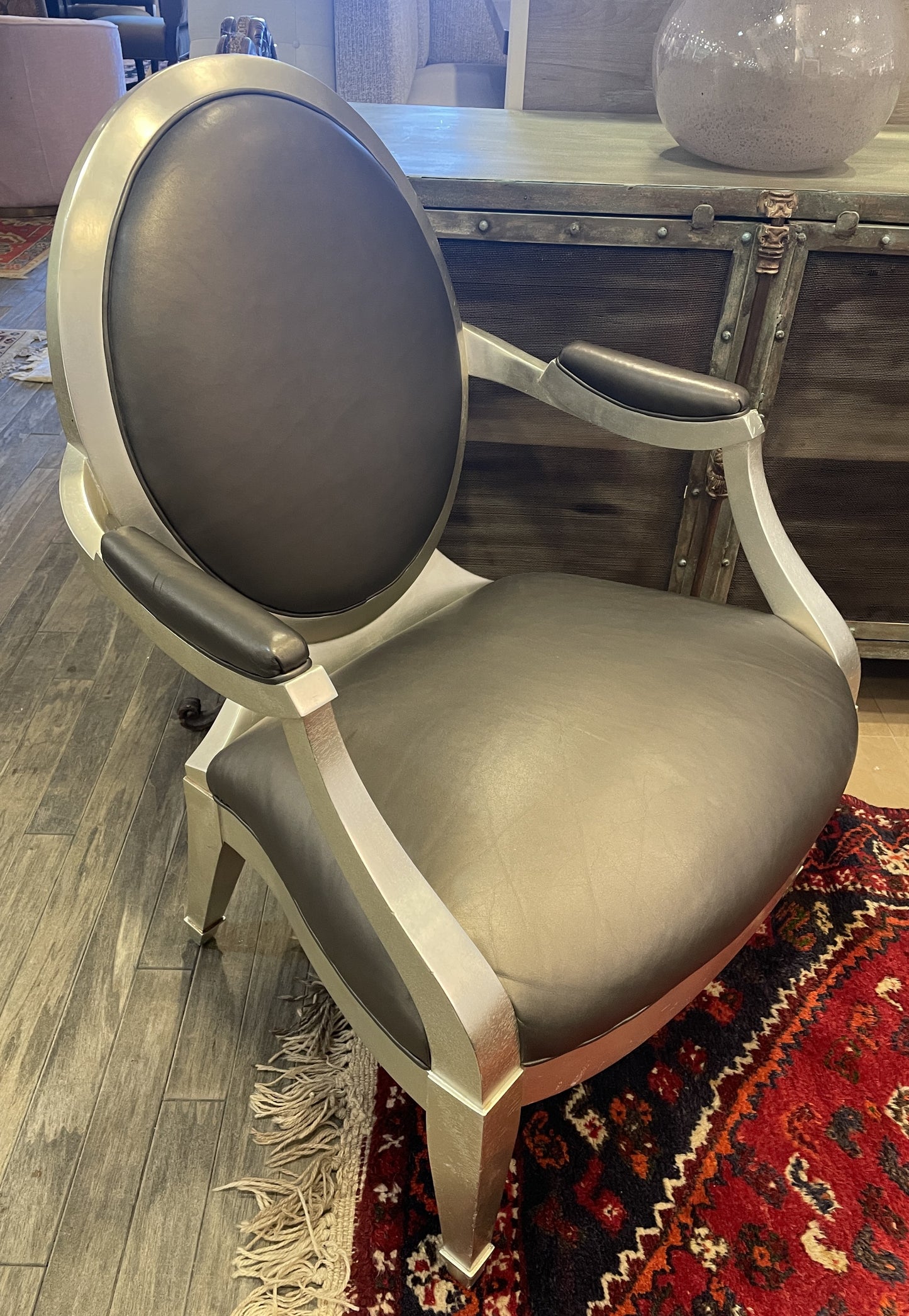 John Hutton for Donghia Oval Back Arm Chair (Two available 0KP009 and 0KP00A)