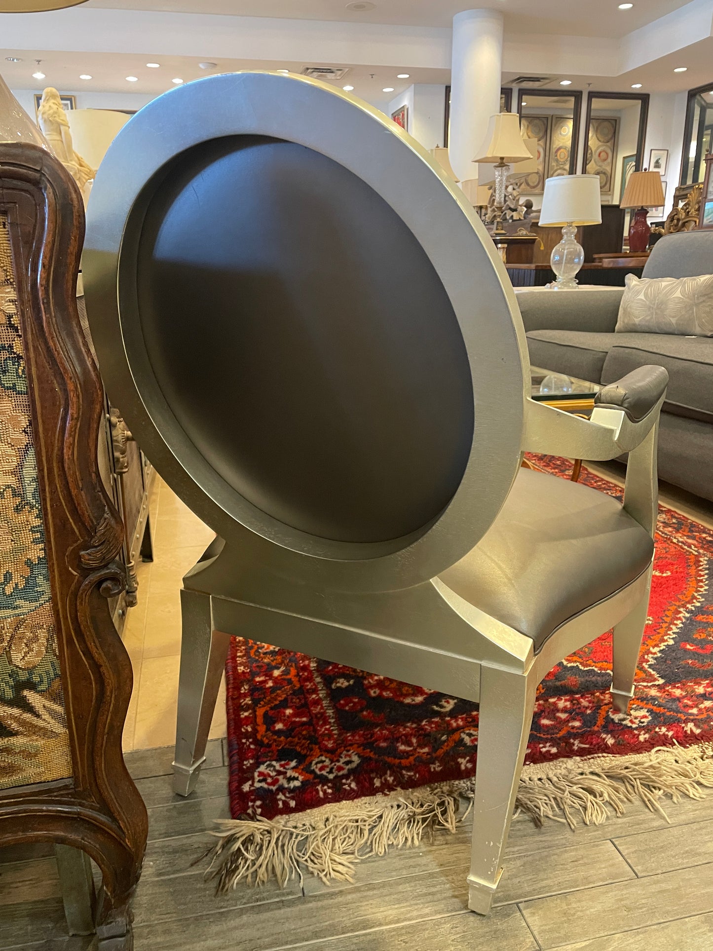 John Hutton for Donghia Oval Back Arm Chair (Two available 0KP009 and 0KP00A)