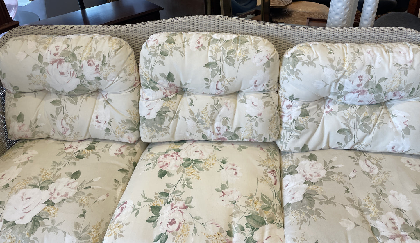 Lloyd Flanders "Lloyd Loom"  Wicker Three Season Sofa, Floral (0OF004)