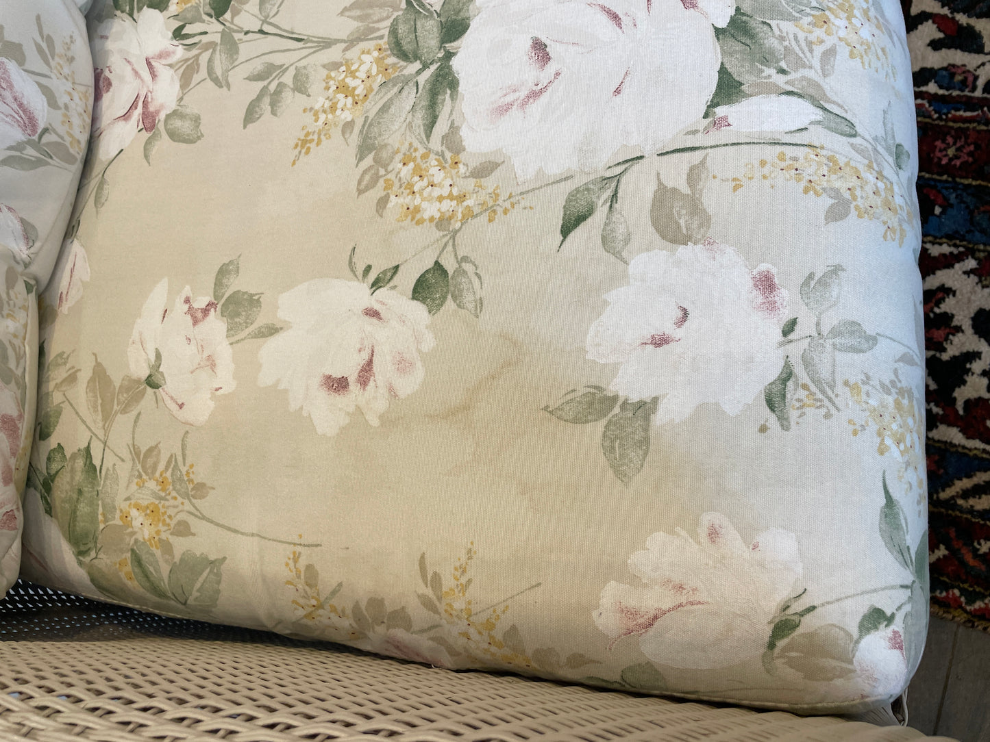 Lloyd Flanders "Lloyd Loom"  Wicker Three Season Sofa, Floral (0OF004)
