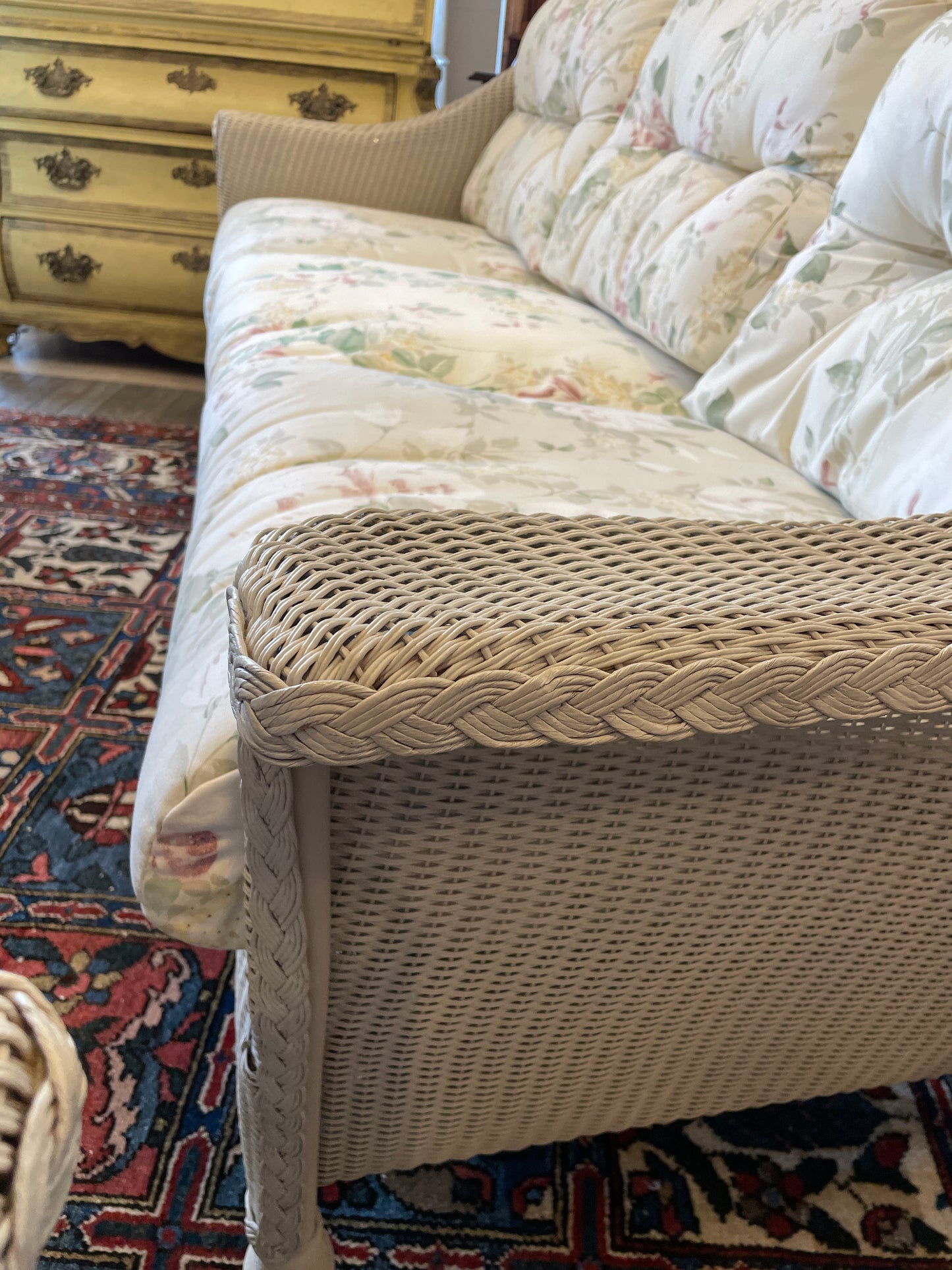 Lloyd Flanders "Lloyd Loom"  Wicker Three Season Sofa, Floral (0OF004)