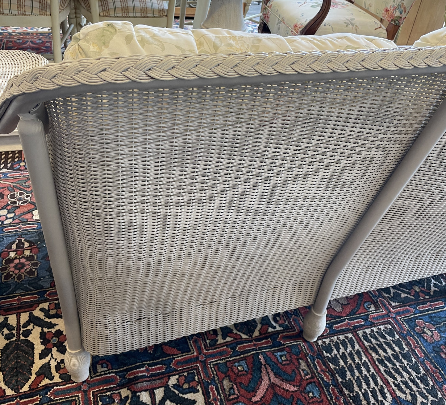 Lloyd Flanders "Lloyd Loom"  Wicker Three Season Sofa, Floral (0OF004)