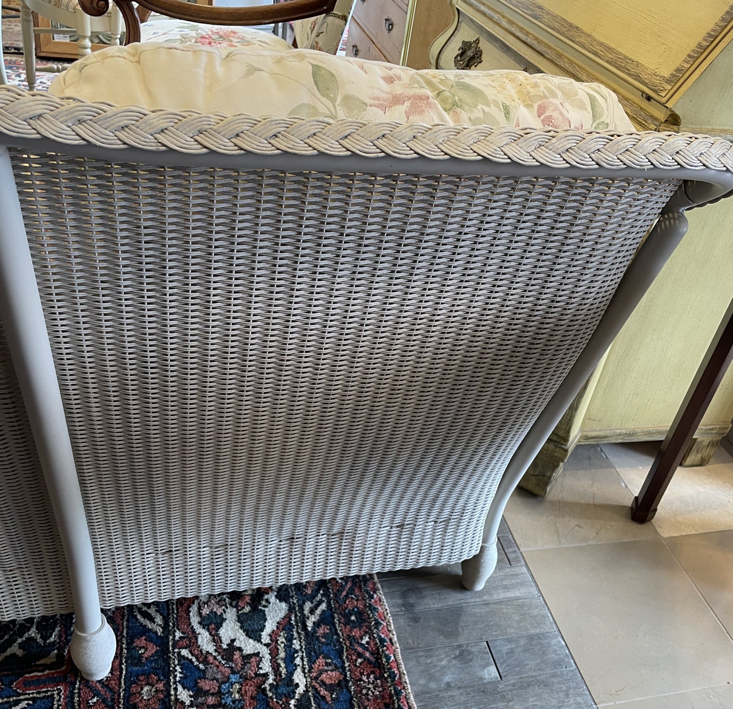 Lloyd Flanders "Lloyd Loom"  Wicker Three Season Sofa, Floral (0OF004)