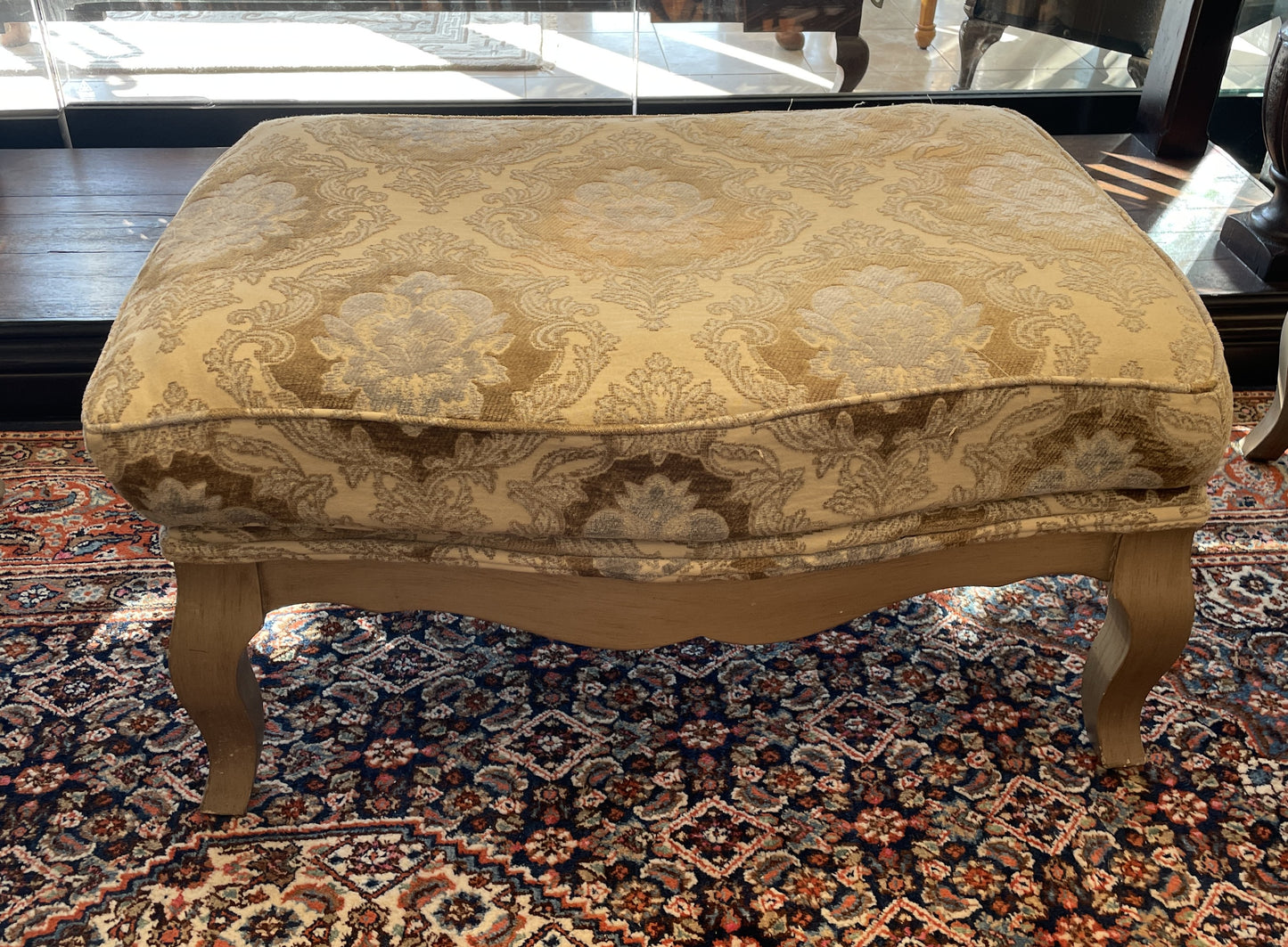 Upholstered Ottoman with faux finished base, AS IS (0GW004)