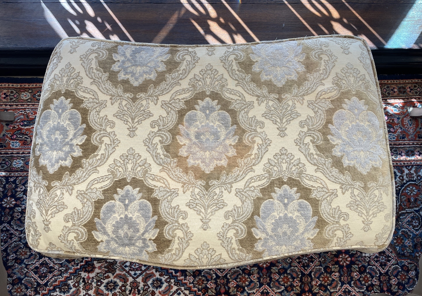 Upholstered Ottoman with faux finished base, AS IS (0GW004)