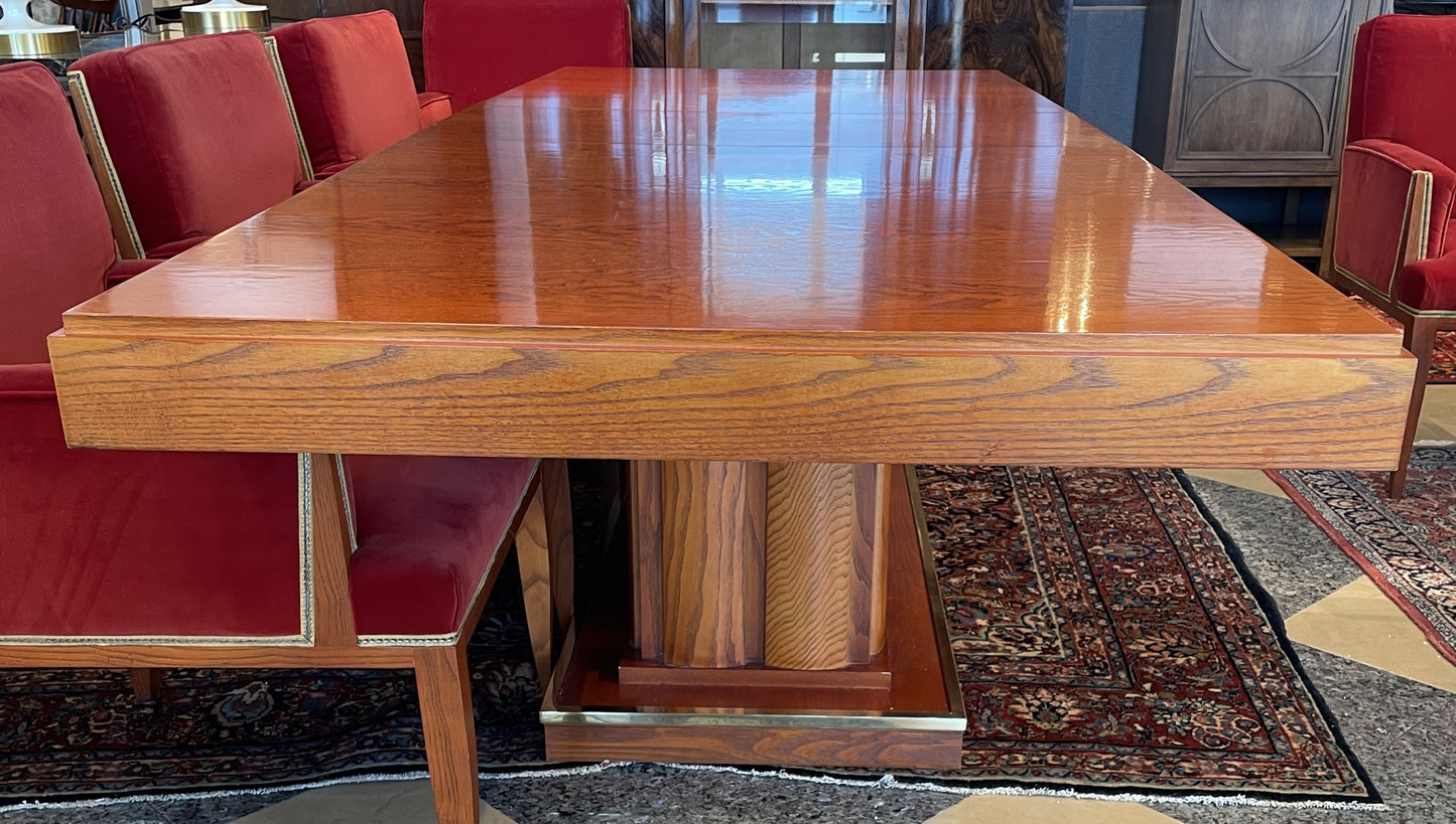 Custom Oak Parsons Pedestal Dining table, commissioned by Scott Himmel (0KP001)
