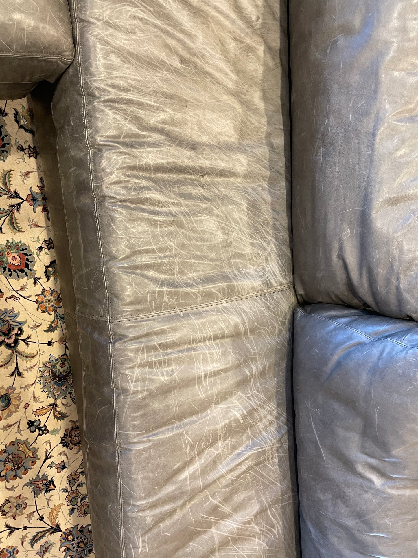 Restoration Hardware Maxwell Sectional, AS IS in Gray Italian Brompton Leather (0GW006)