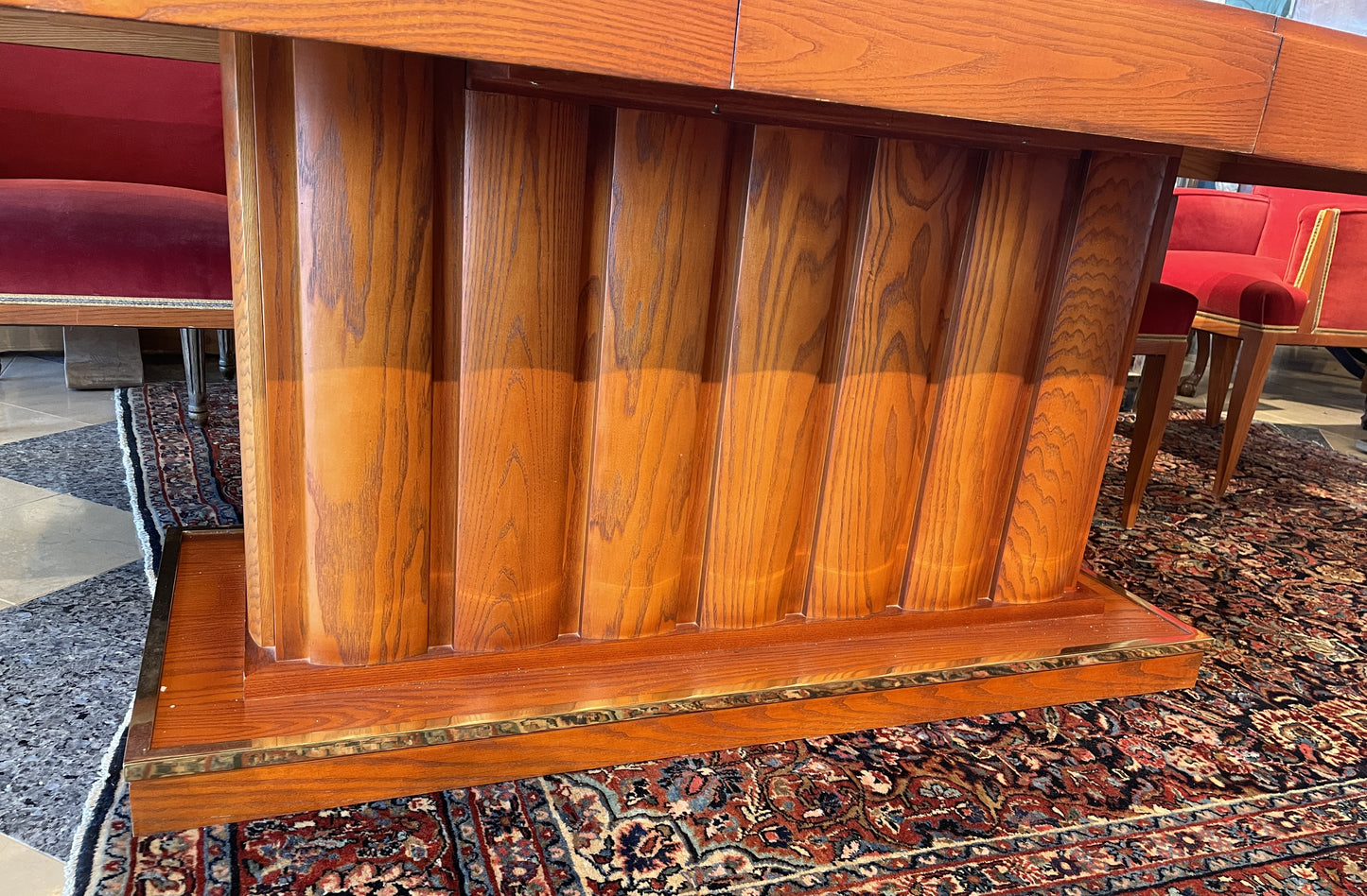 Custom Oak Parsons Pedestal Dining table, commissioned by Scott Himmel (0KP001)
