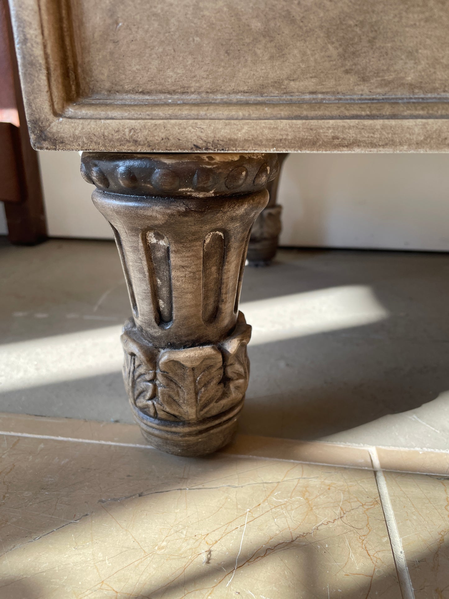 Faux Finished Console Cabinet with Marble inset top, AS IS (0GW009)