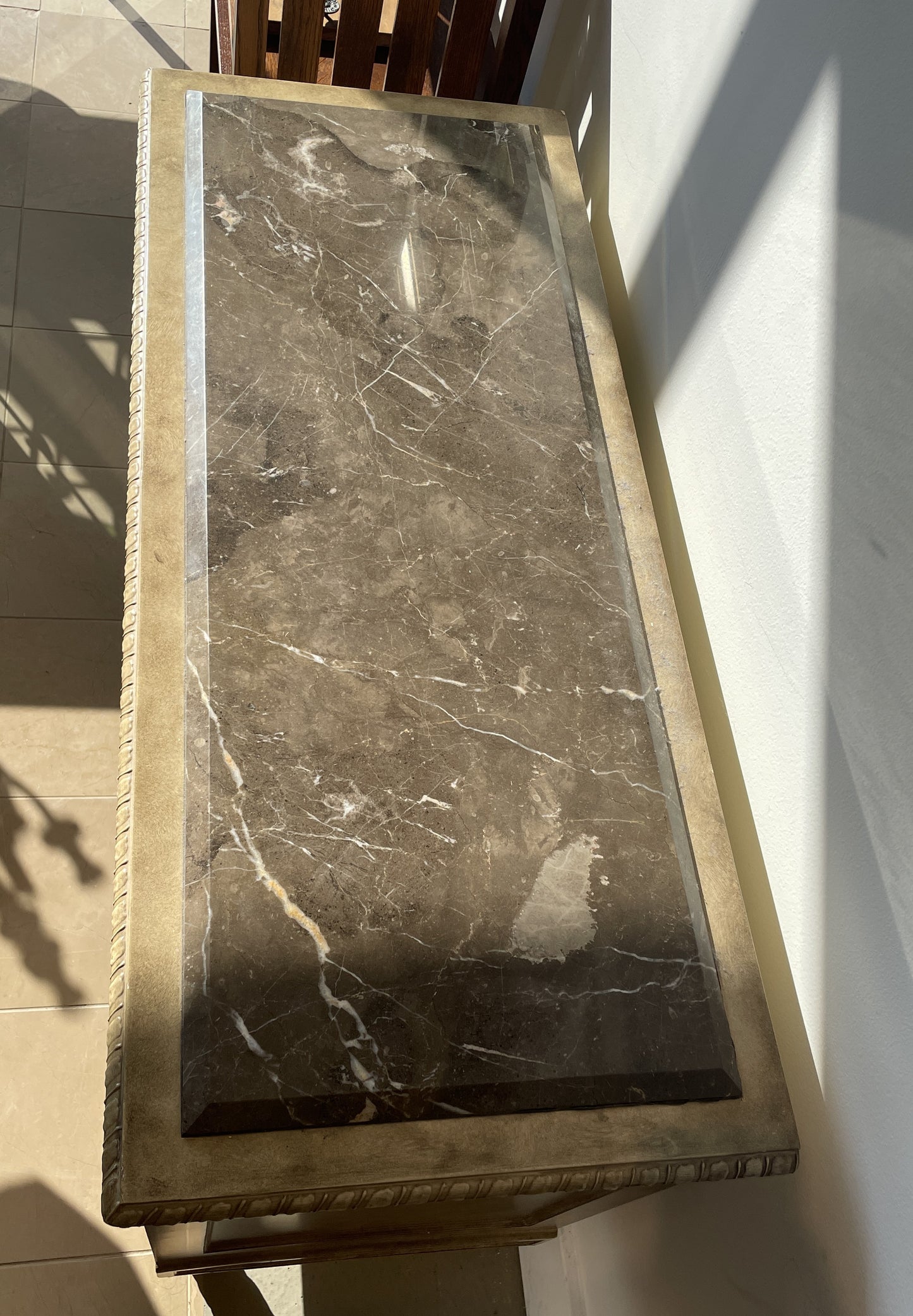 Faux Finished Console Cabinet with Marble inset top, AS IS (0GW009)