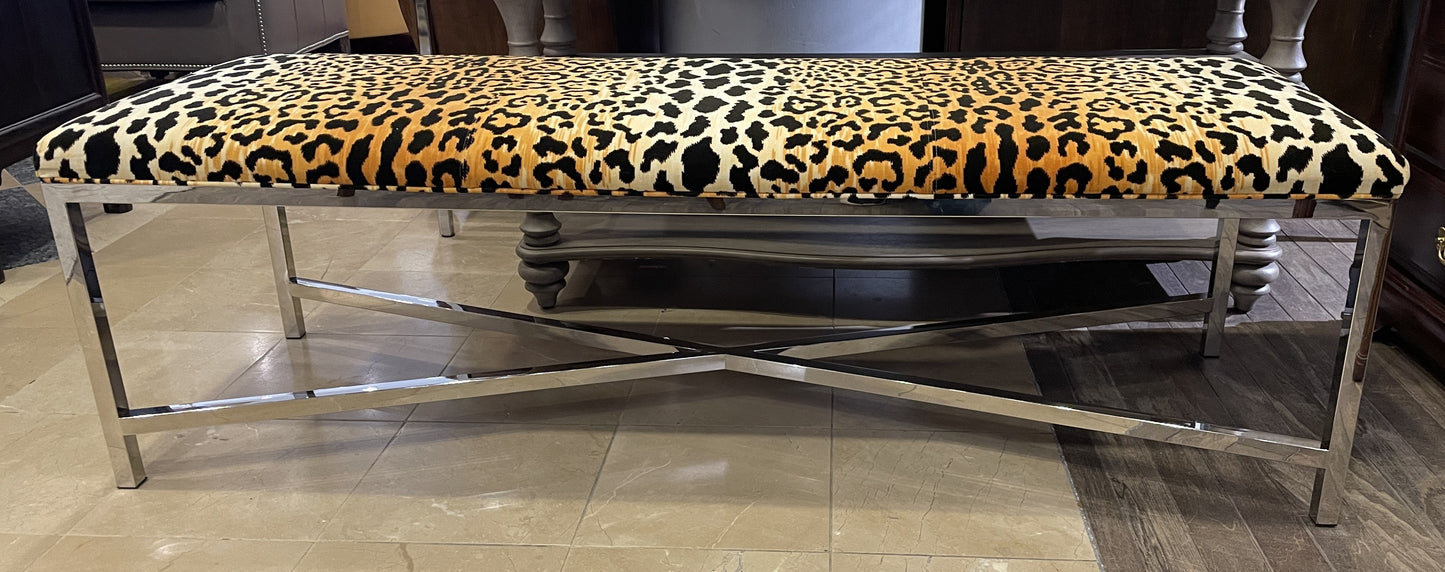 Century "Valence" Bench with Leopard Print Upholstery (0KP003)