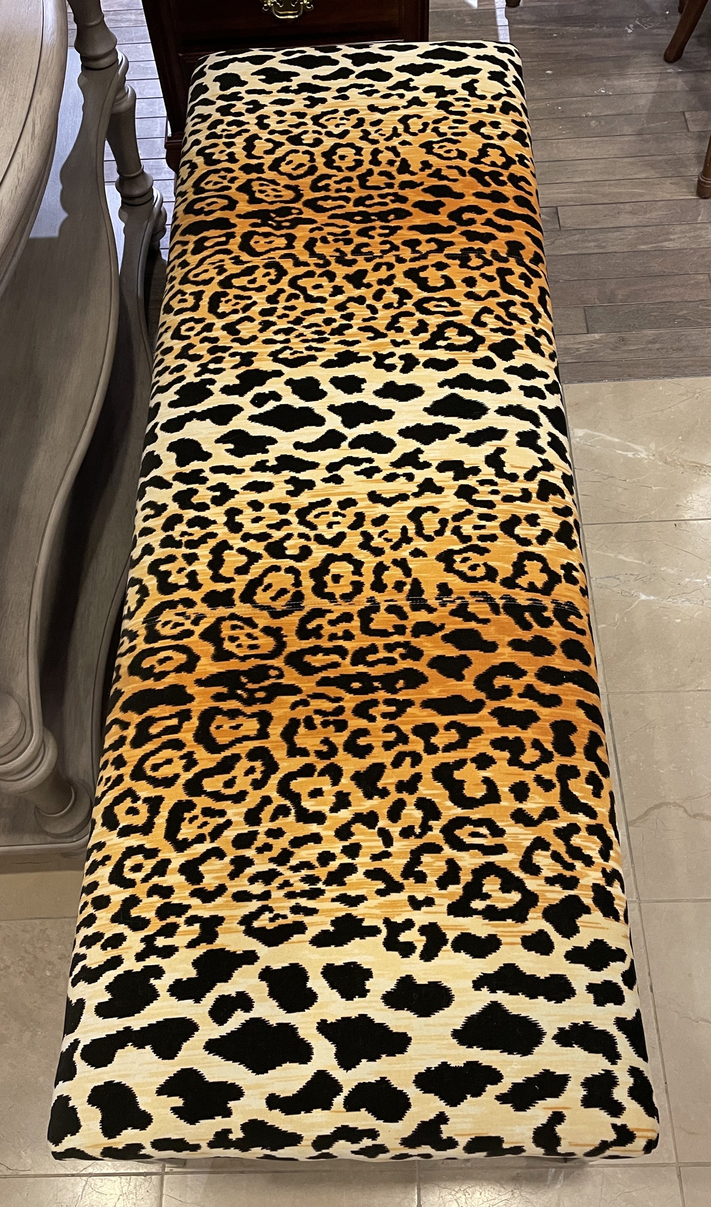 Century "Valence" Bench with Leopard Print Upholstery (0KP003)