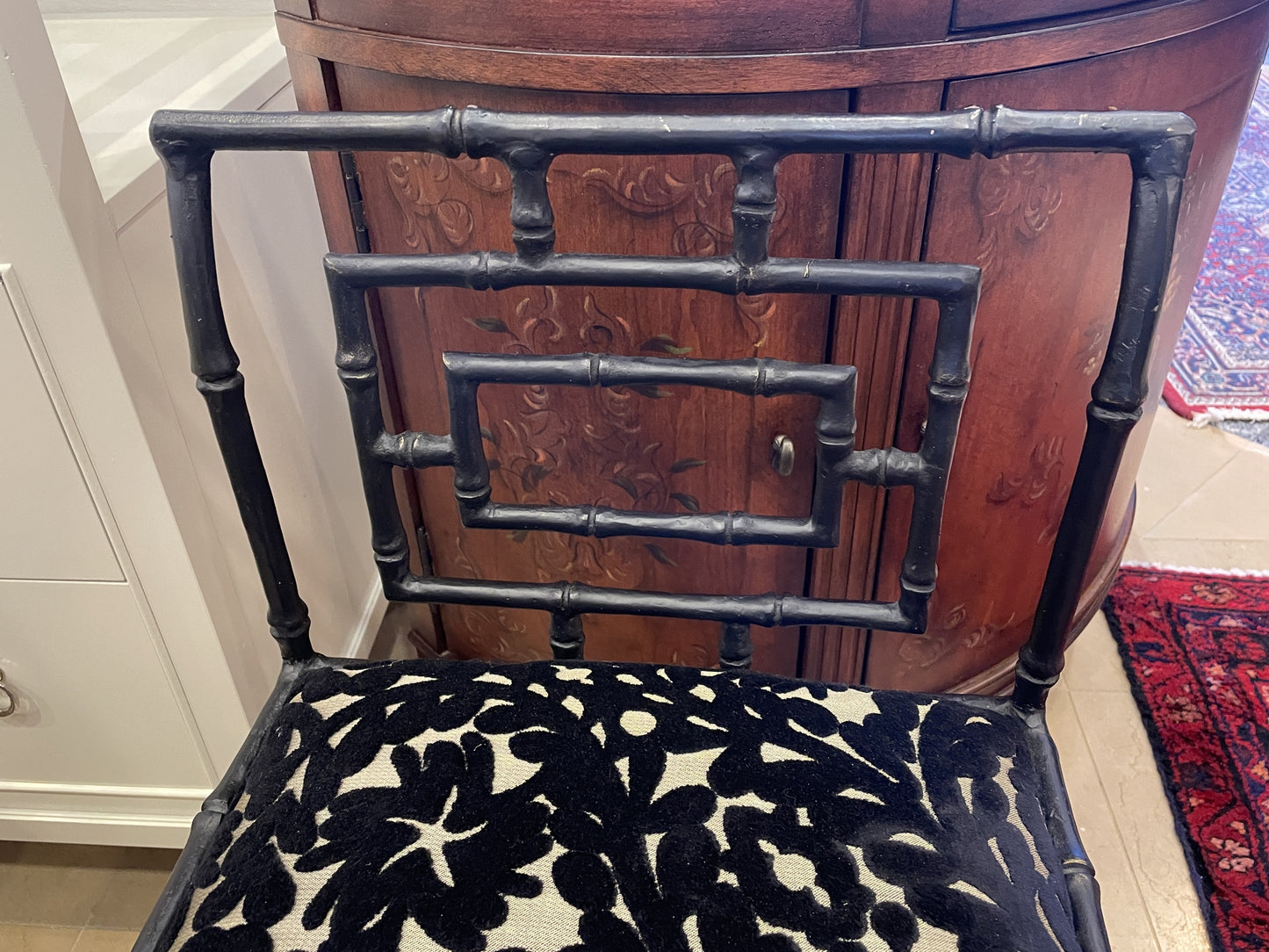 Mid Century Regency Bamboo Iron Bench (0KP006)