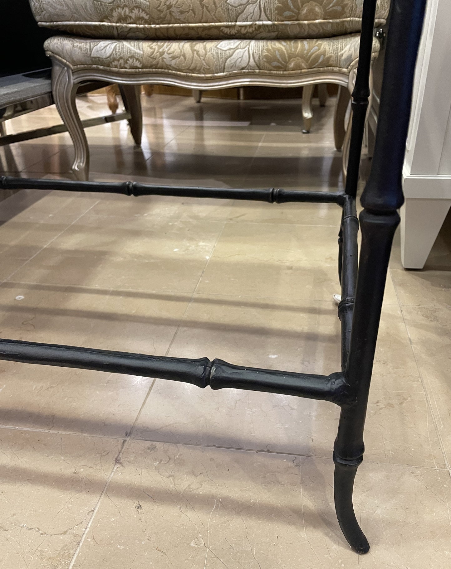 Mid Century Regency Bamboo Iron Bench (0KP006)