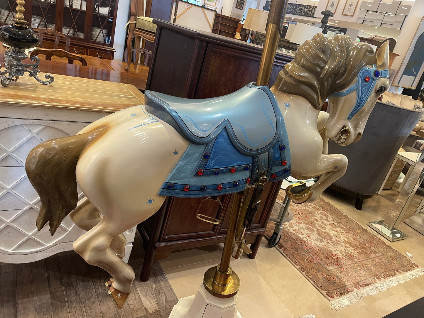 Allan Herschell Attributed Repainted Carousel Horse, Jumper with Jewels (060005)