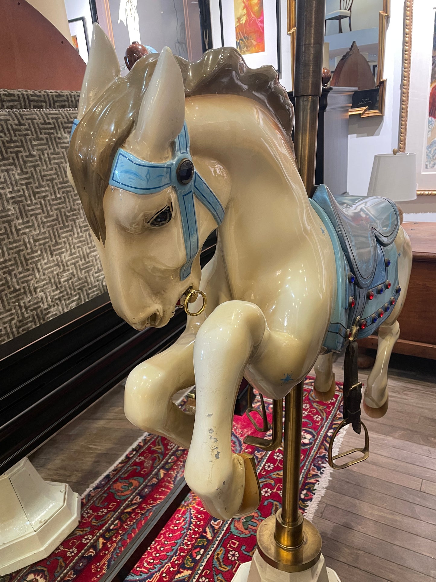 Allan Herschell Attributed Repainted Carousel Horse, Jumper with Jewels (060005)