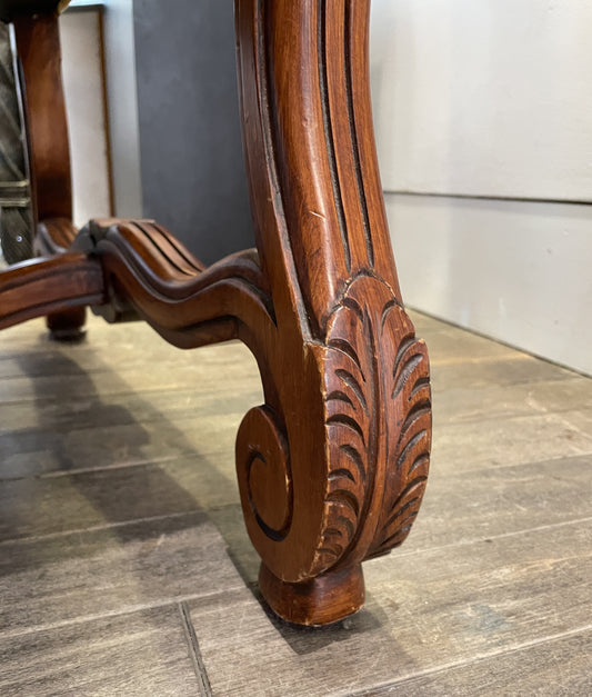 Pair of MCM Black Leather Stools