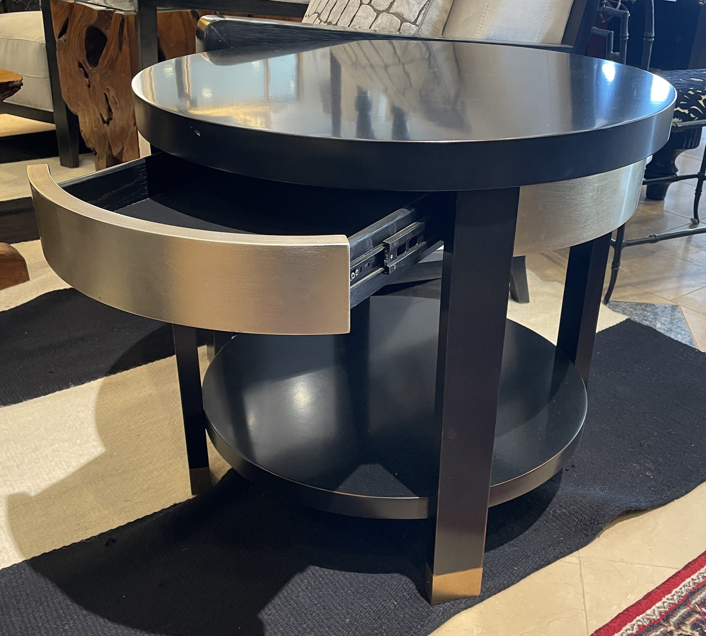 Caracole Round Accent Table, Two Tone, AS IS (0KP005)