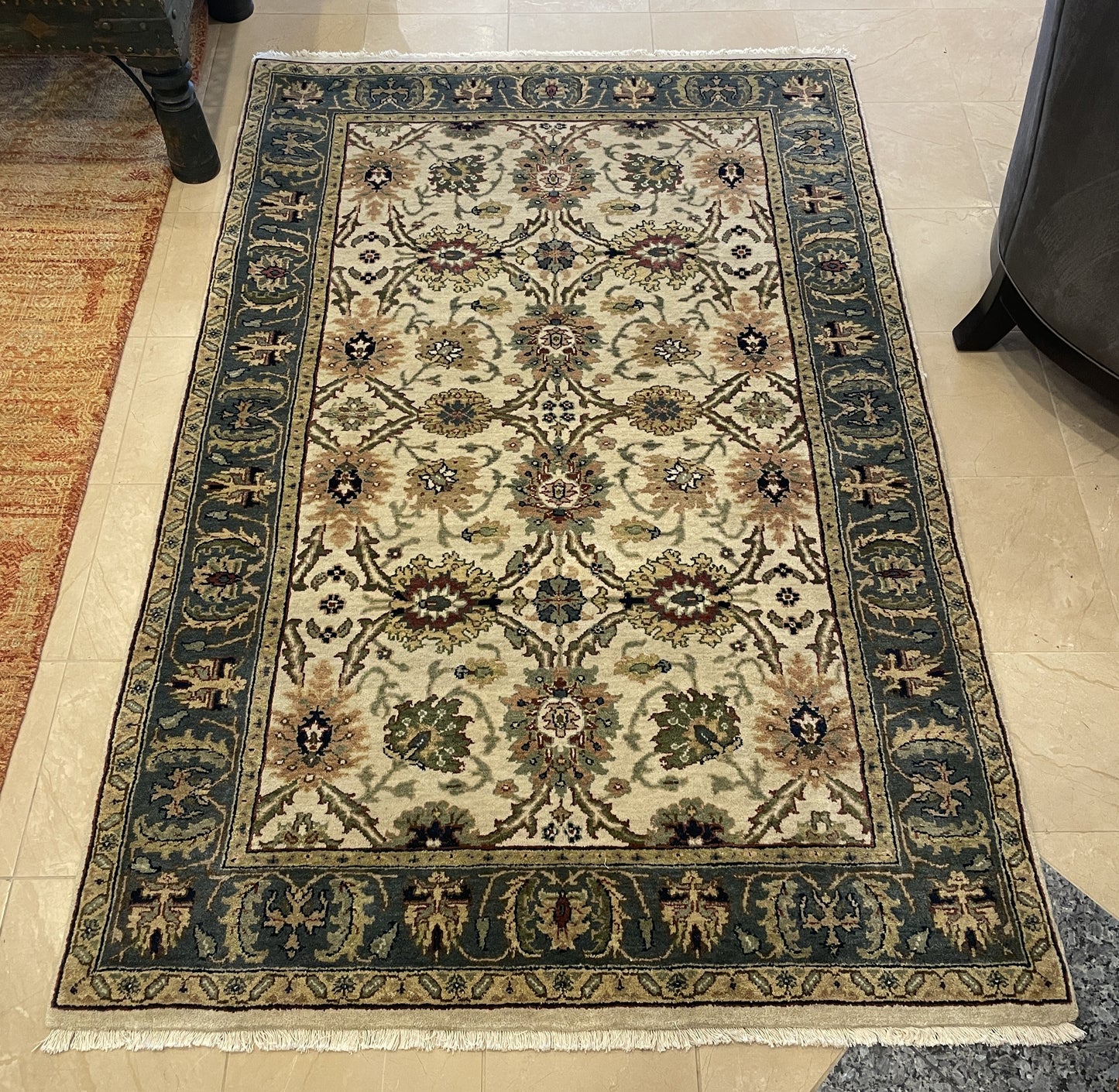 Wool Samad Rug, Ivory and Slate (4'1 x6'2)(0NM004)