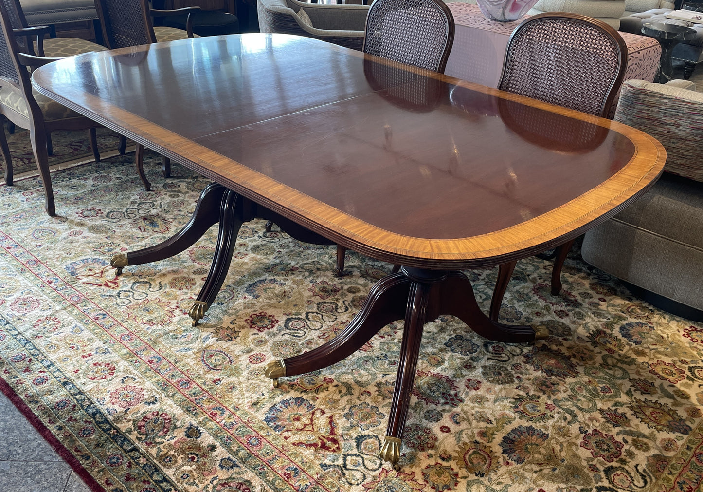 Georgian style Banded Dining Table, AS IS (037001)