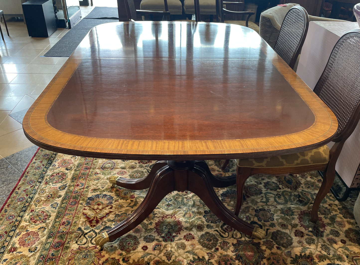 Georgian style Banded Dining Table, AS IS (037001)