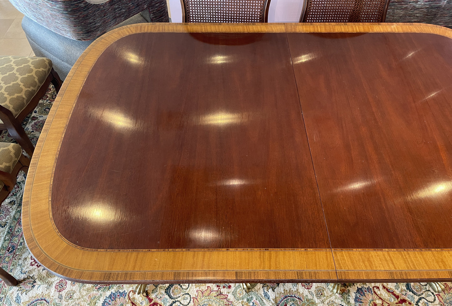 Georgian style Banded Dining Table, AS IS (037001)