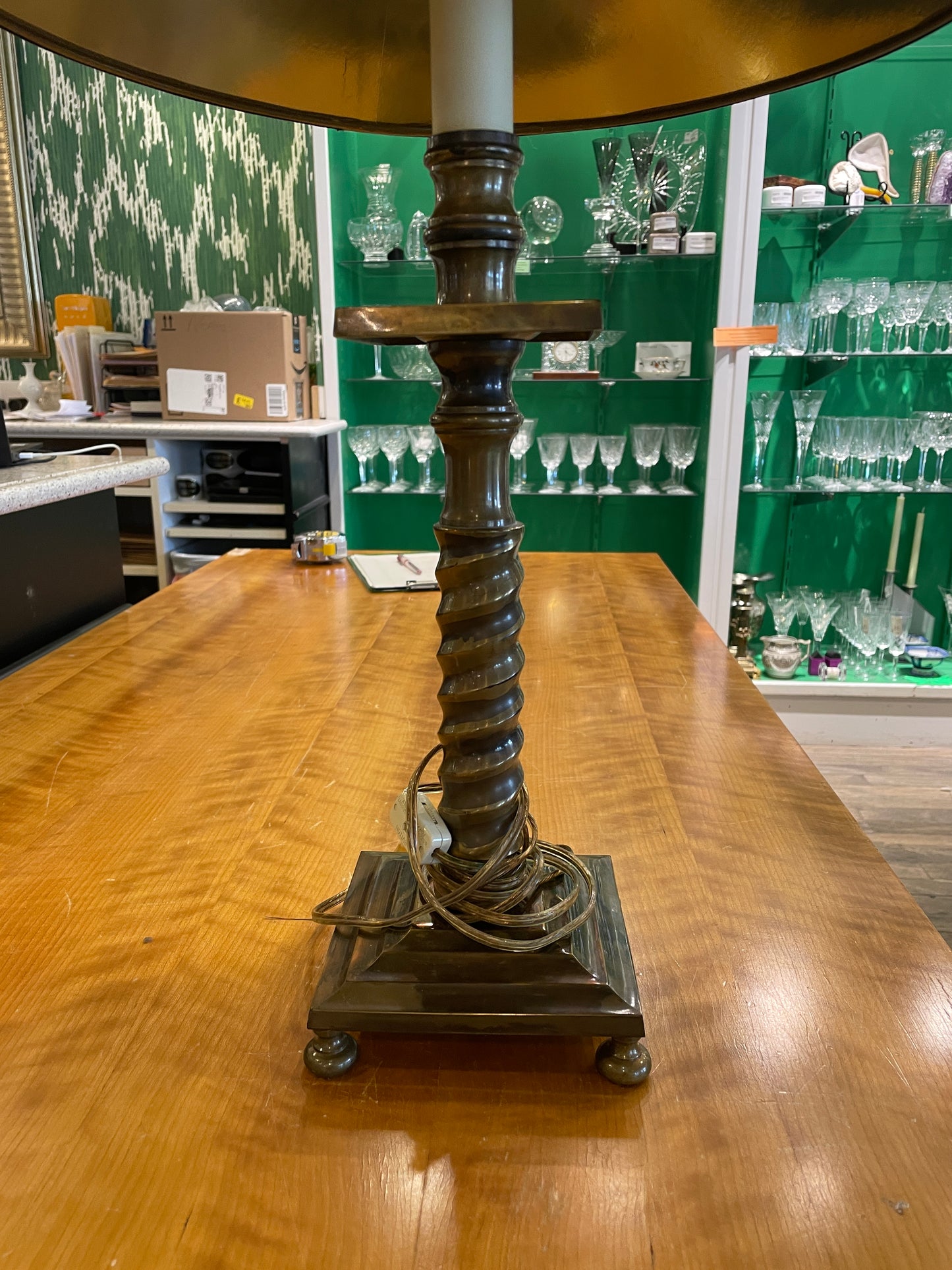 Vintage Sarried Brass Twist Lamps, a pair (0H0001)