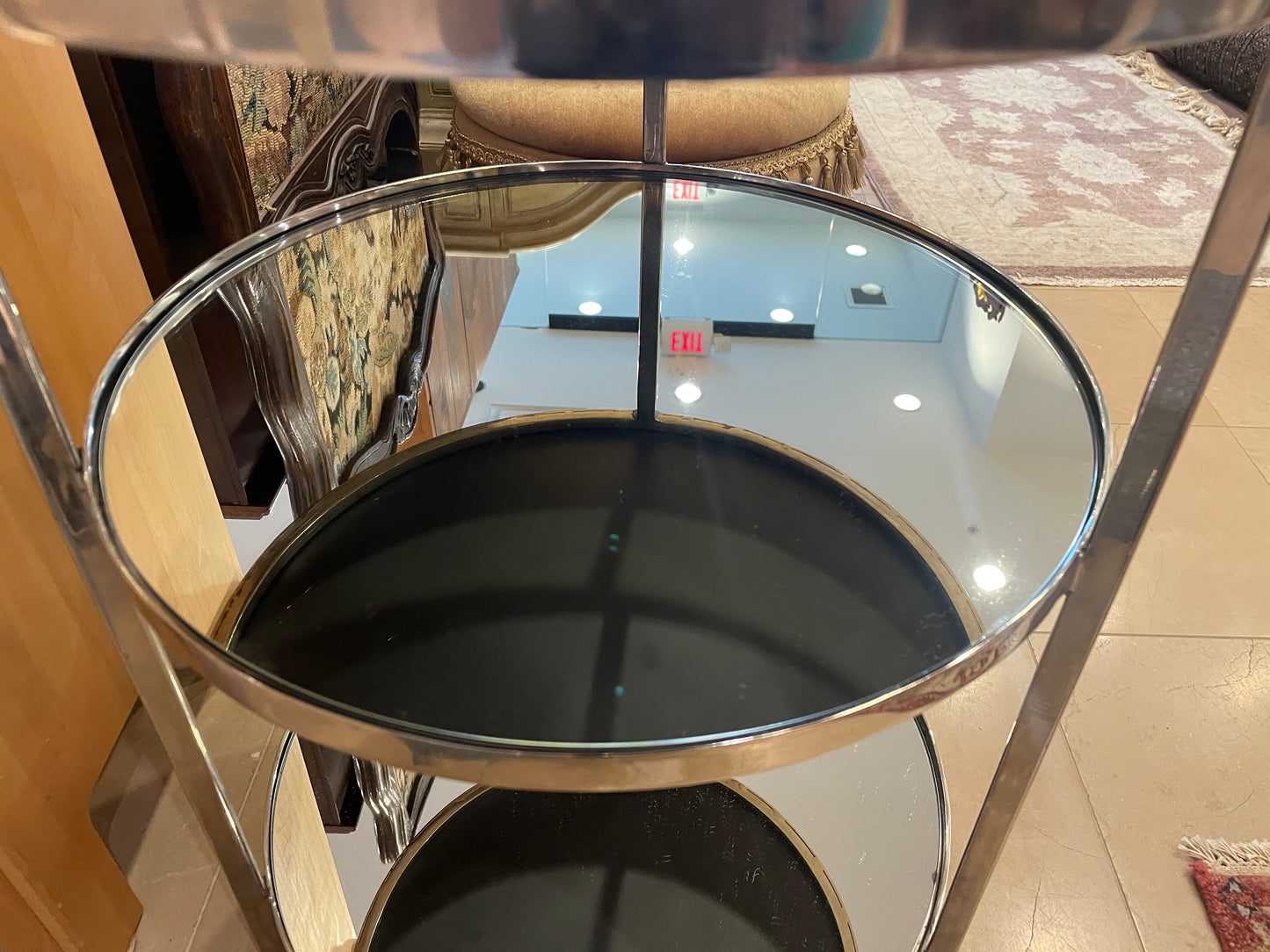 Three Tier Mirrored Iron Round Table (01D02N)