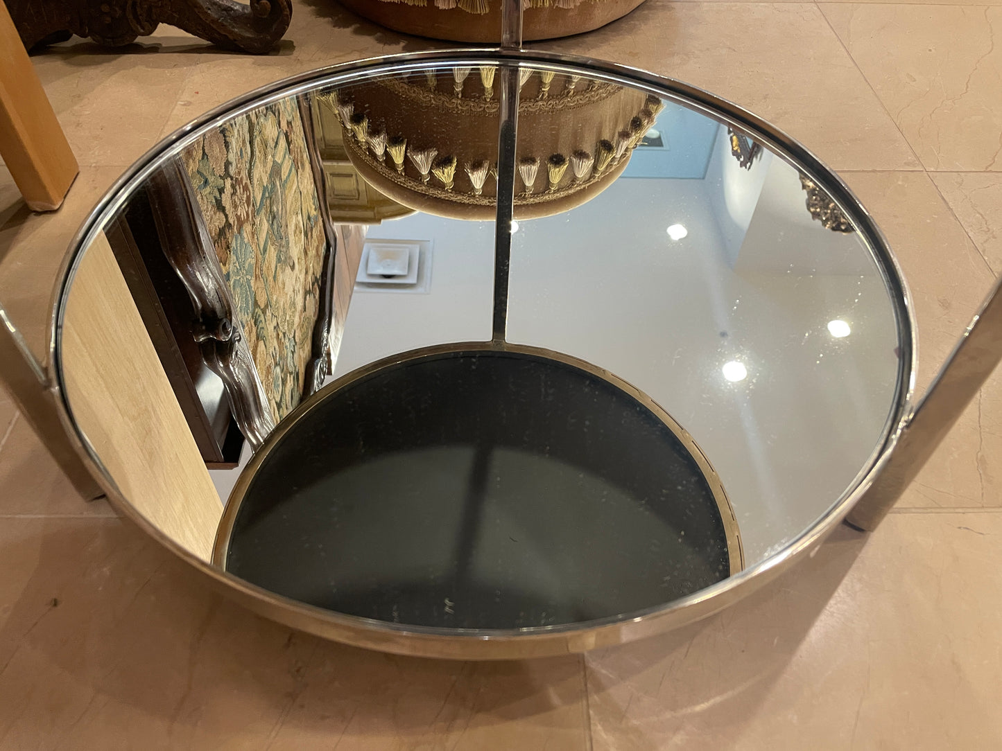 Three Tier Mirrored Iron Round Table (01D02N)